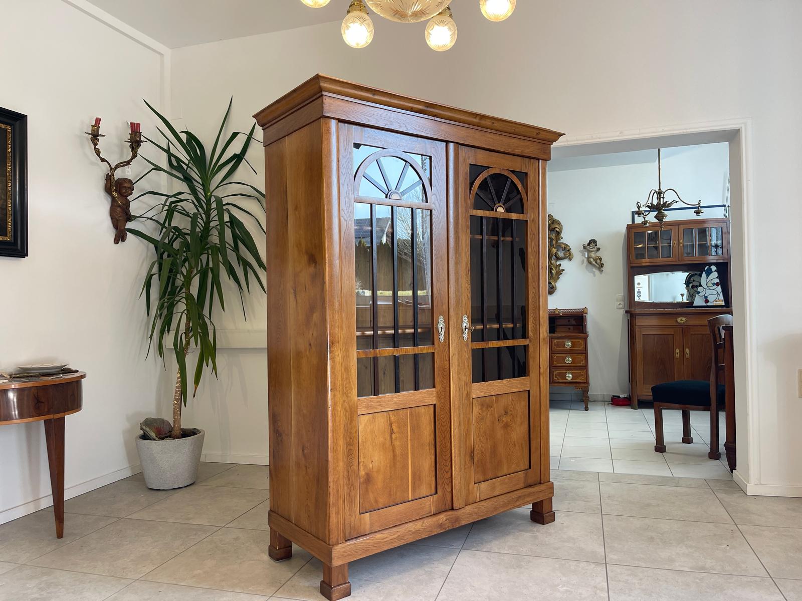 SALE Biedermeier Vitrine Bücherschrank Sammlervitrine Eichenholz Antiquität G1133