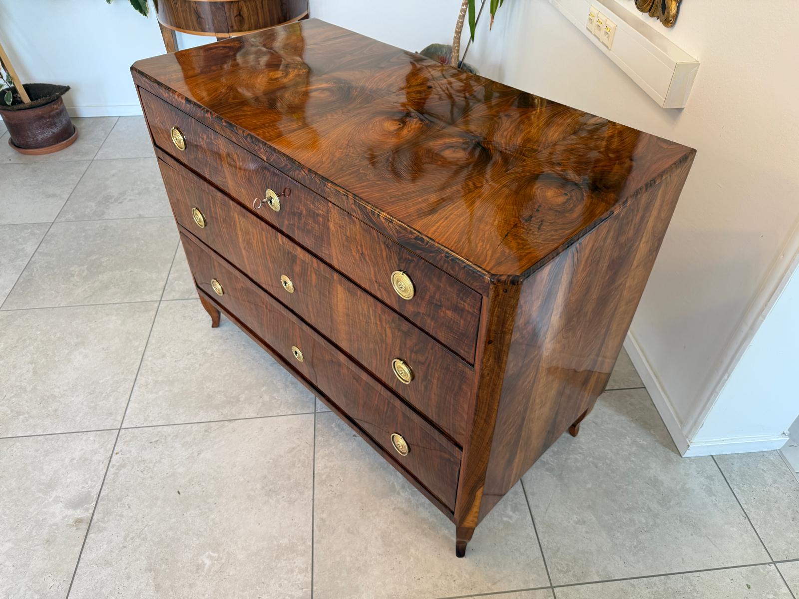 Restaurierte Biedermeier Kommode 3 Ladenkommode Nussholz G2165