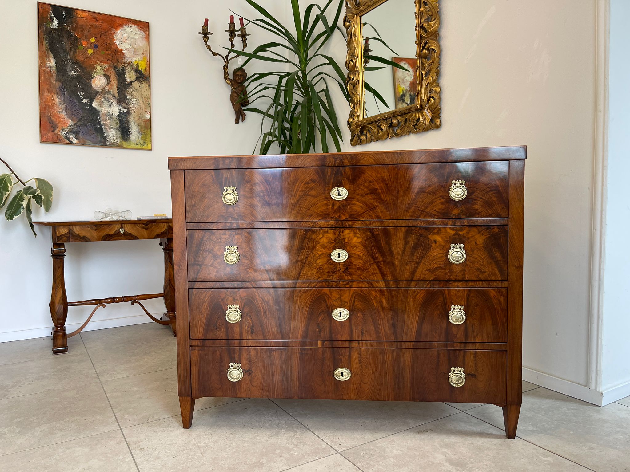 Restaurierte Biedermeier Kommode Sale Antiquität Nussholzfurnier G1681