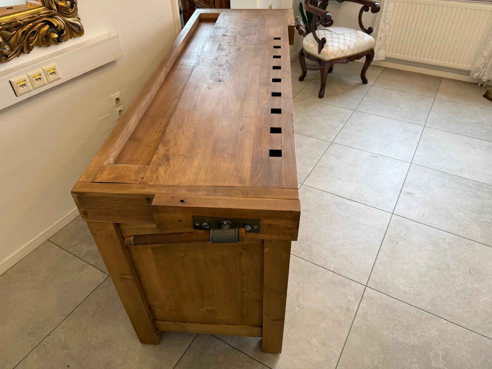 Antike massivholz Hobelbank Werkbank Pult Thresen Landhausmöbel Weichholz  D2276