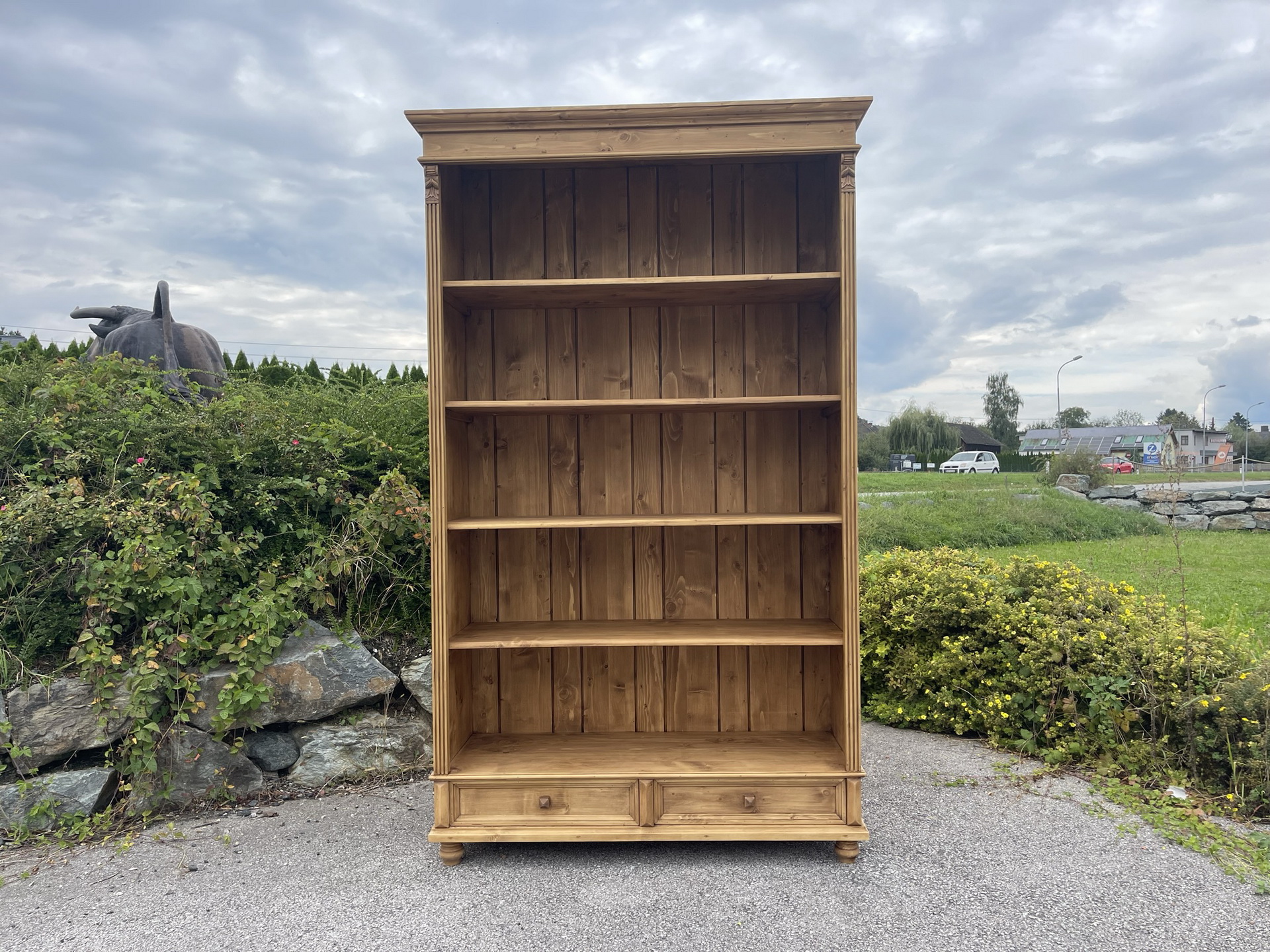 bauernmoebel_bauernschrank_17 Riesen Bücherregal Stellage Bücherschrank Massivholz Naturholz B1711