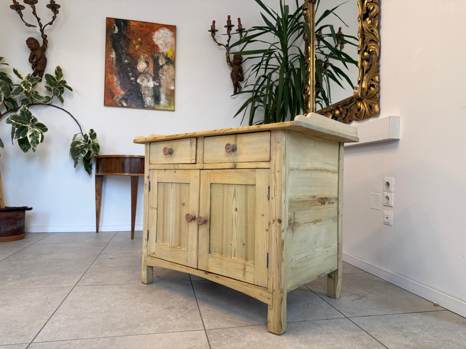 Bäuerliche Wickelanrichte Kommode Naturholz Antik & Alt D1075