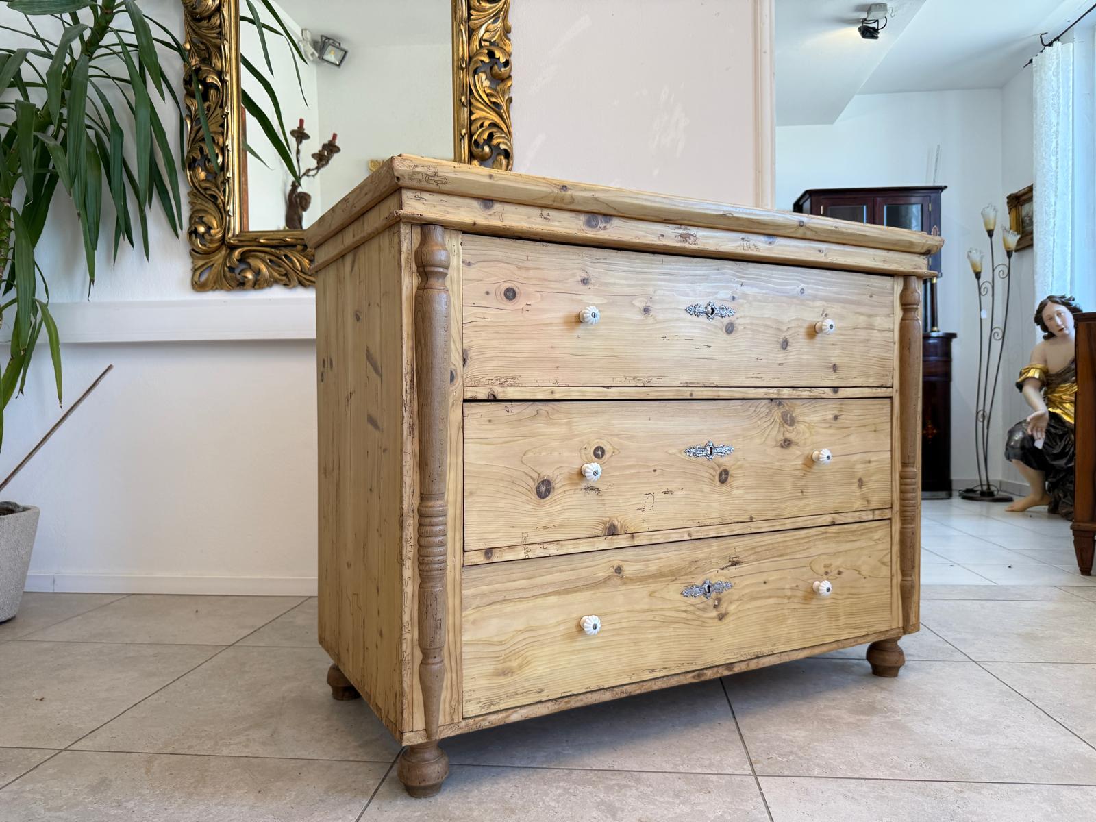 Biedermeier Kommode 3 Ladenkommode Antik Original D2408