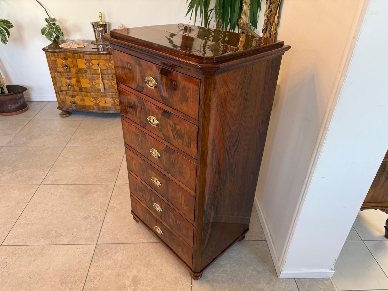 Biedermeier Wochenkommode Nussholz Restauriert Antiquität D2684