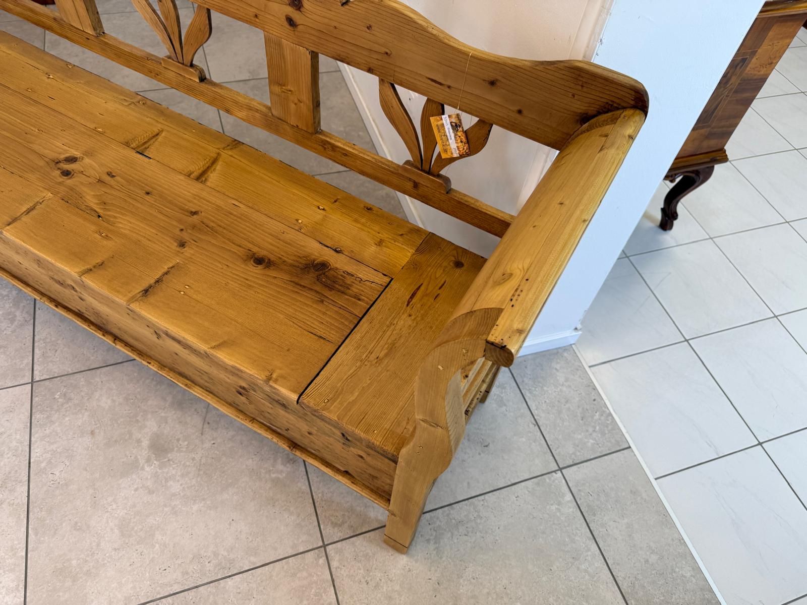 Provinzielle Biedermeier Truhenbank Landhausbank Antik D2413