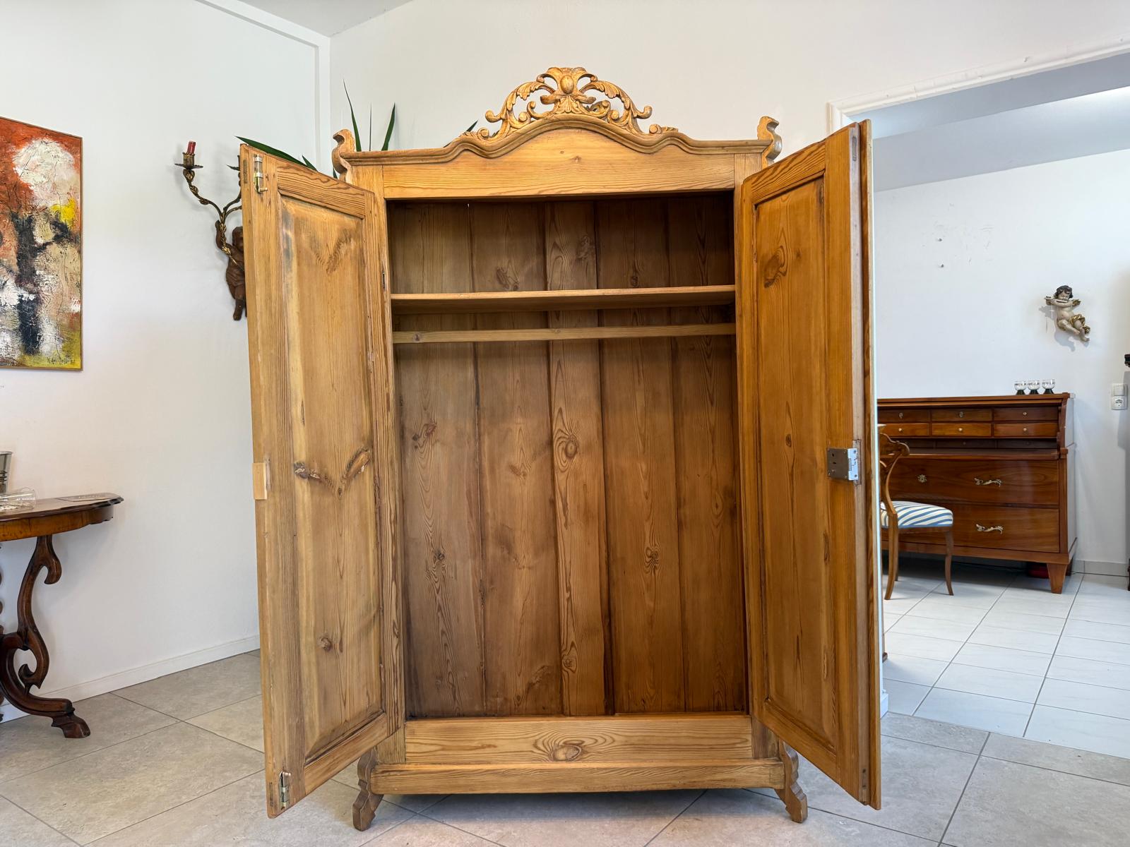 Bauernschrank Kleiderschrank Naturholz Landhausschrank Antik Weichholz G1791