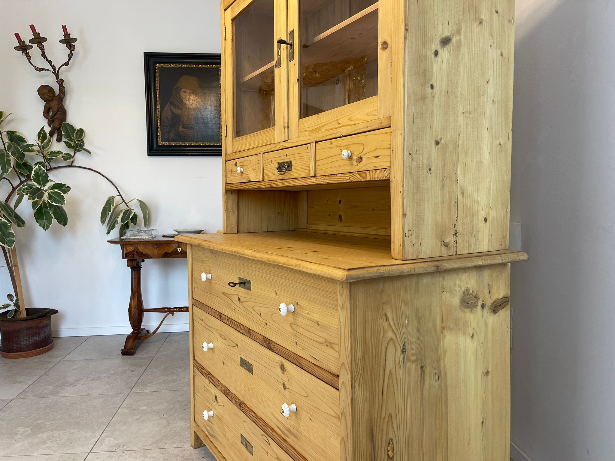 Aufsatzbuffet Küchenkredenz Bauernschrank Aufsatzkommode Naturholzschrank G1610
