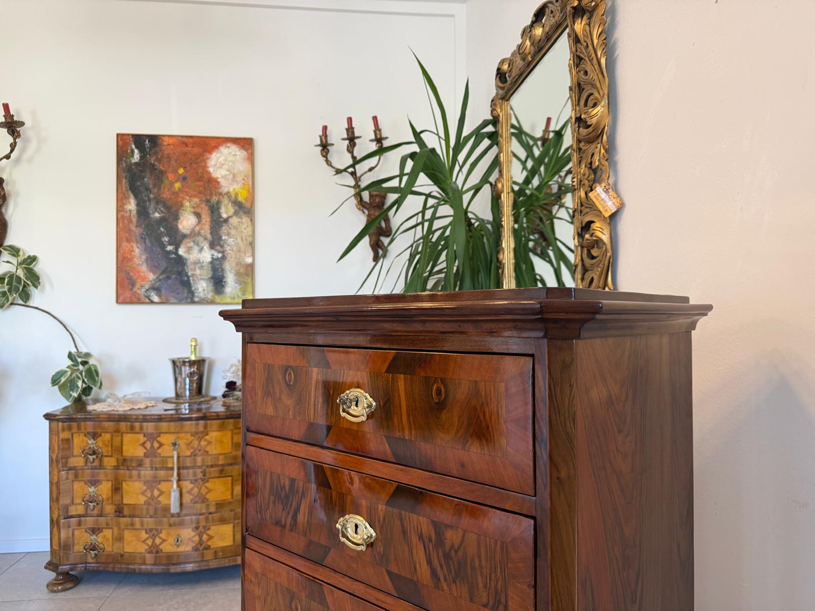 Biedermeier Wochenkommode Nussholz Restauriert Antiquität D2684