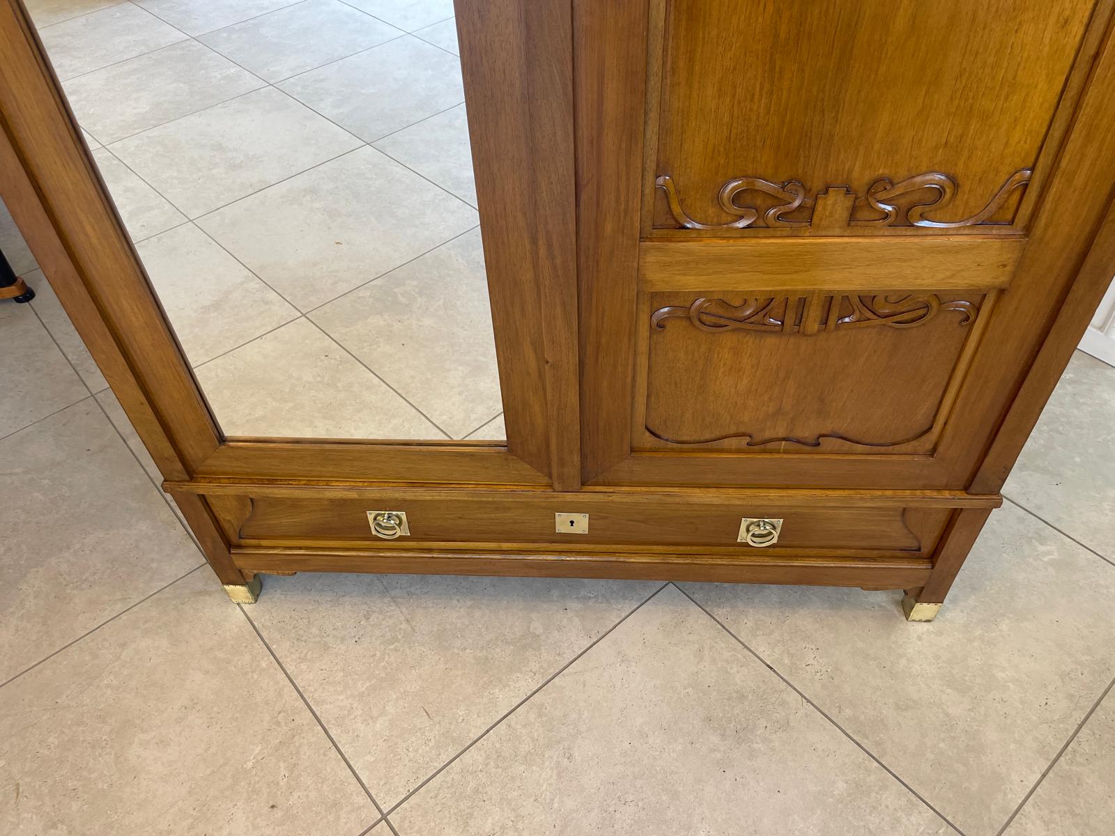 Restaurierter Jugendstil Garderobenschrank Spiegelschrank G1368