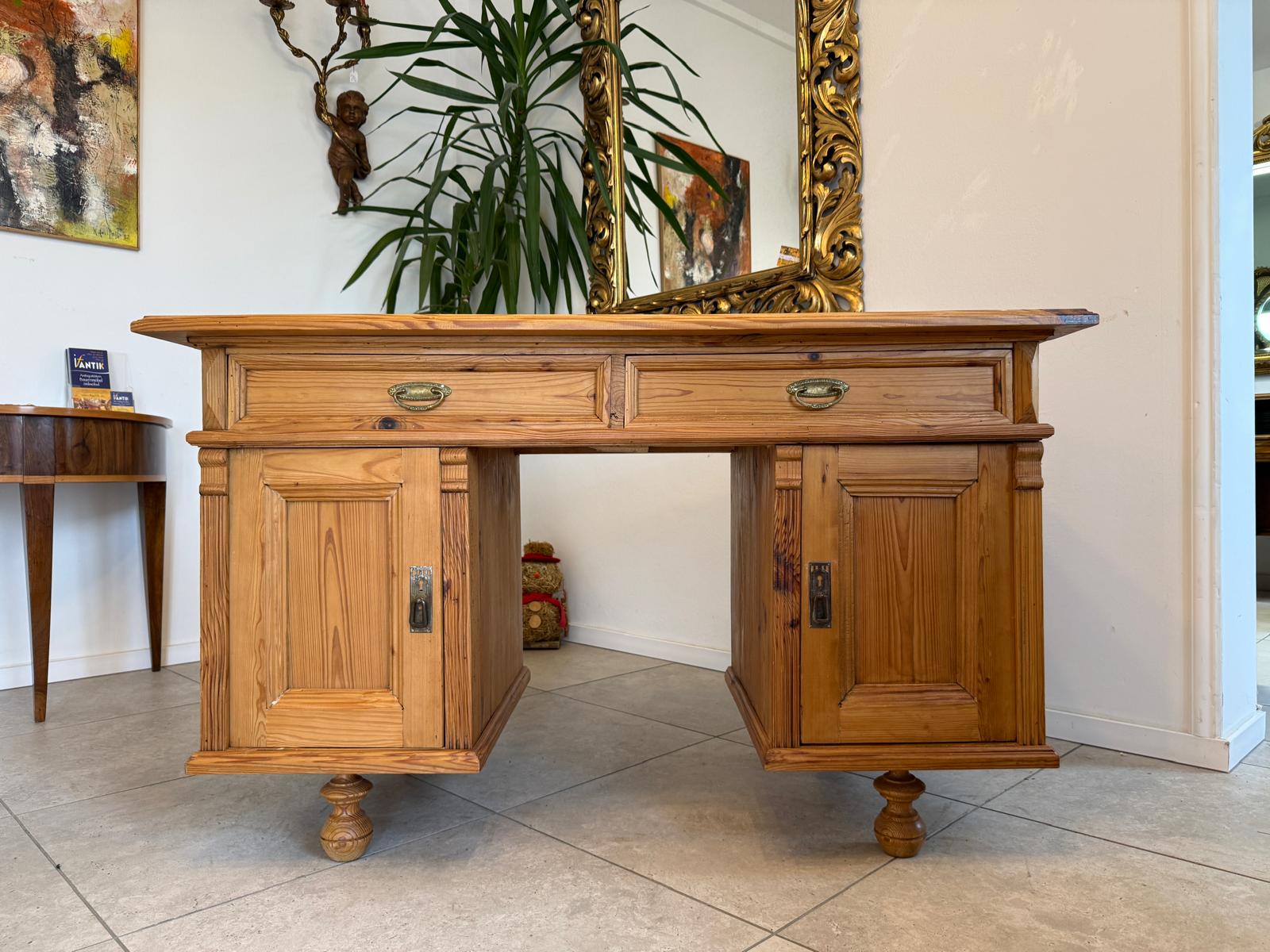 Bäuerlicher Gründerzeit Schreibtisch Sekretär Weichholz G2378