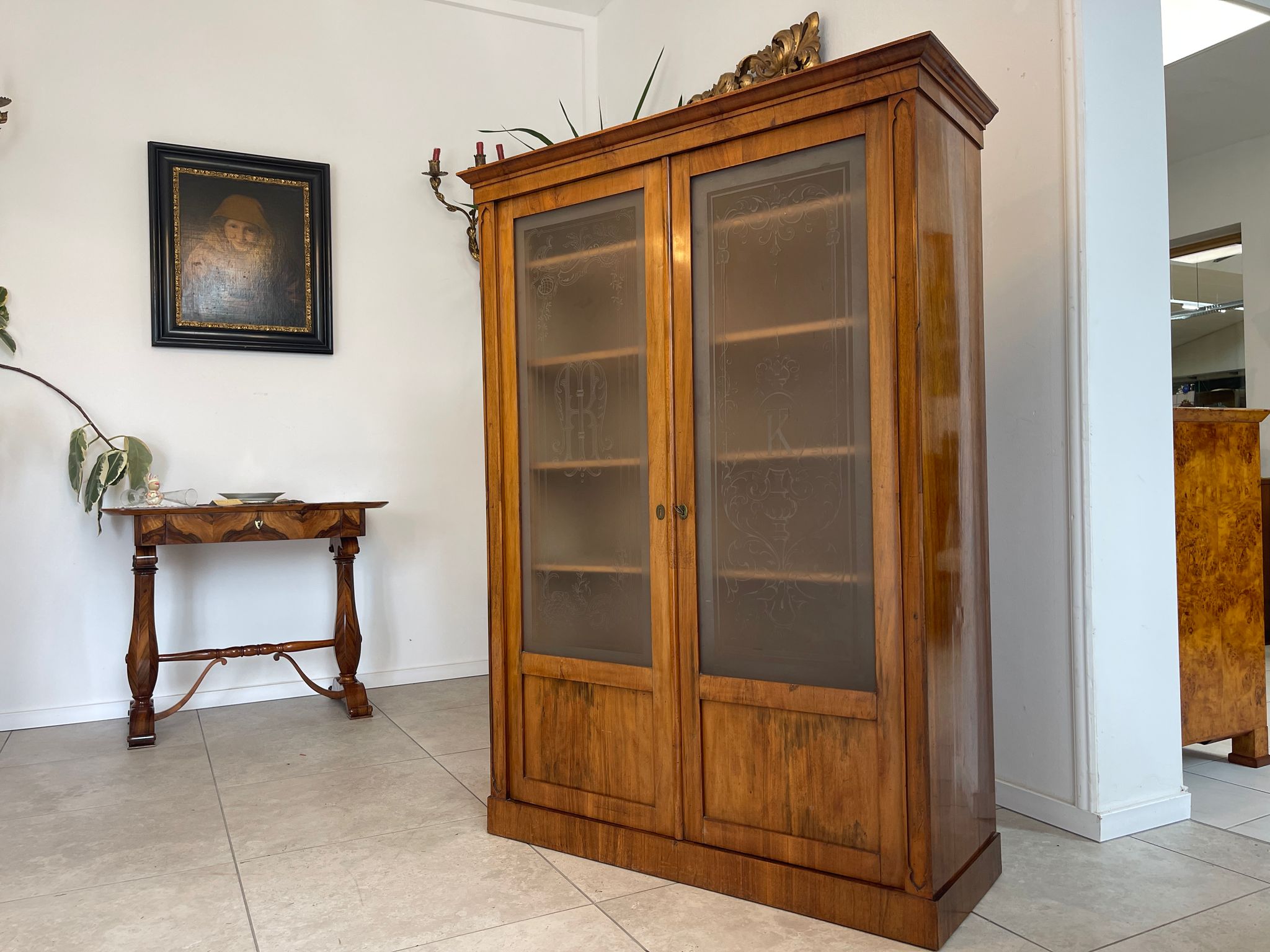 Biedermeier Bücherschrank Glasschrank Kasten G1519