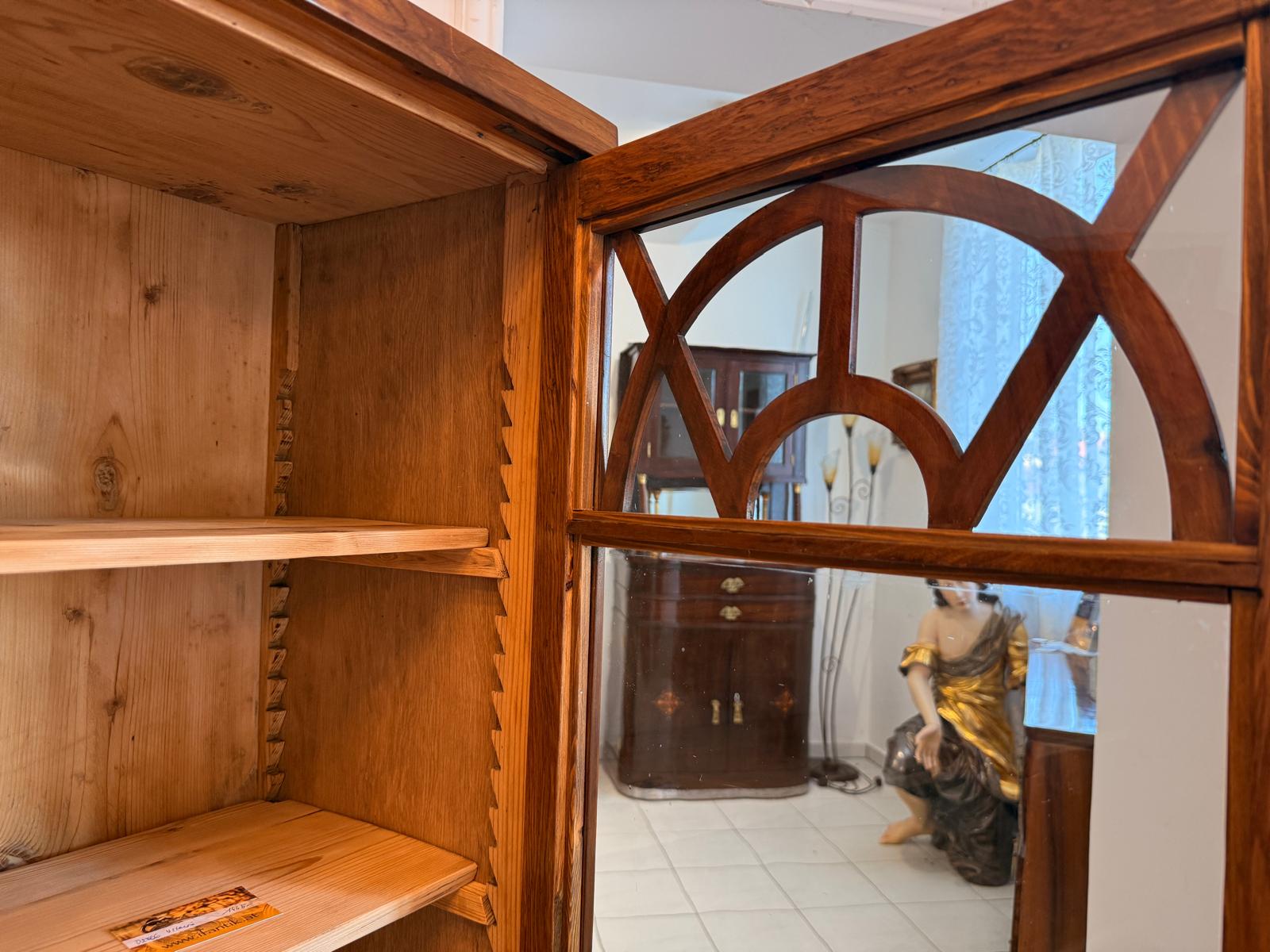 Biedermeier Vitrine Bibliothekschrank Nussholz Restauriert Antiquität D2766