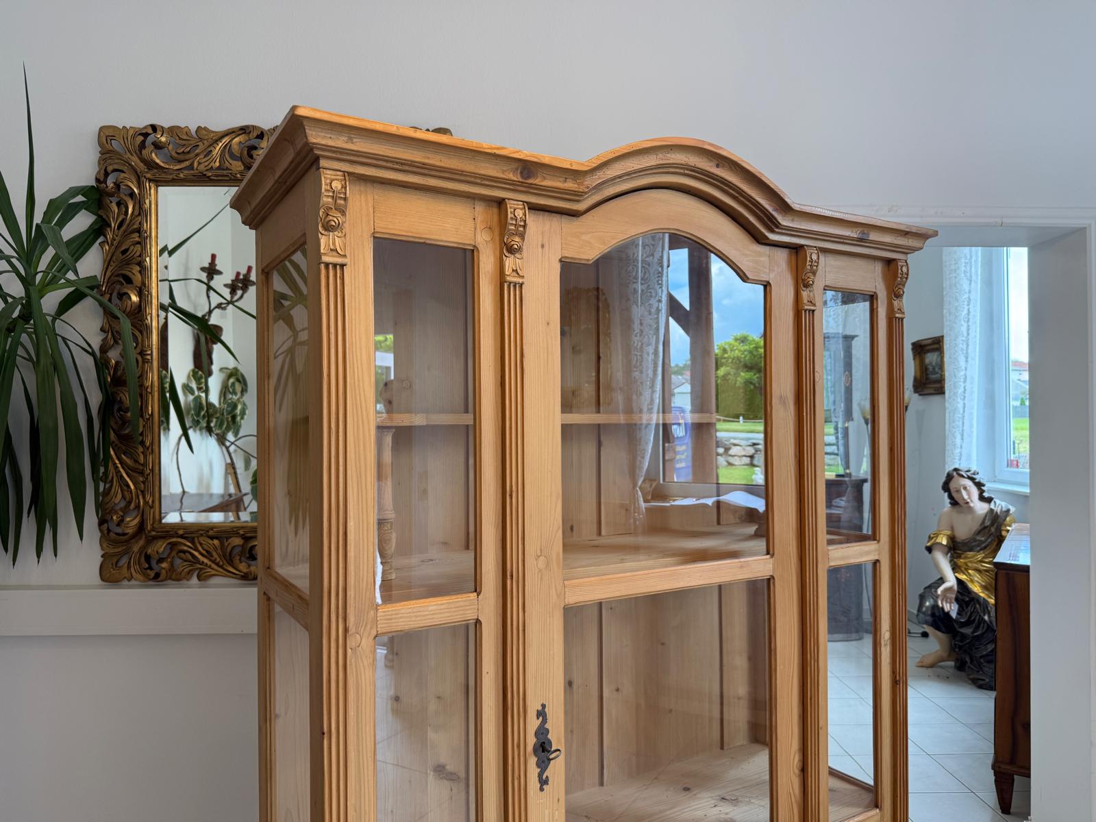 Bäuerliche Vitrine Bauernvitrine Bauernschrank Naturholz Bücherschrank D2579
