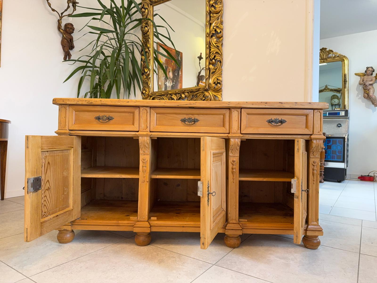 Bäuerliche Gründerzeit Anrichte Antik Kommode Naturholz Weichholz D1060