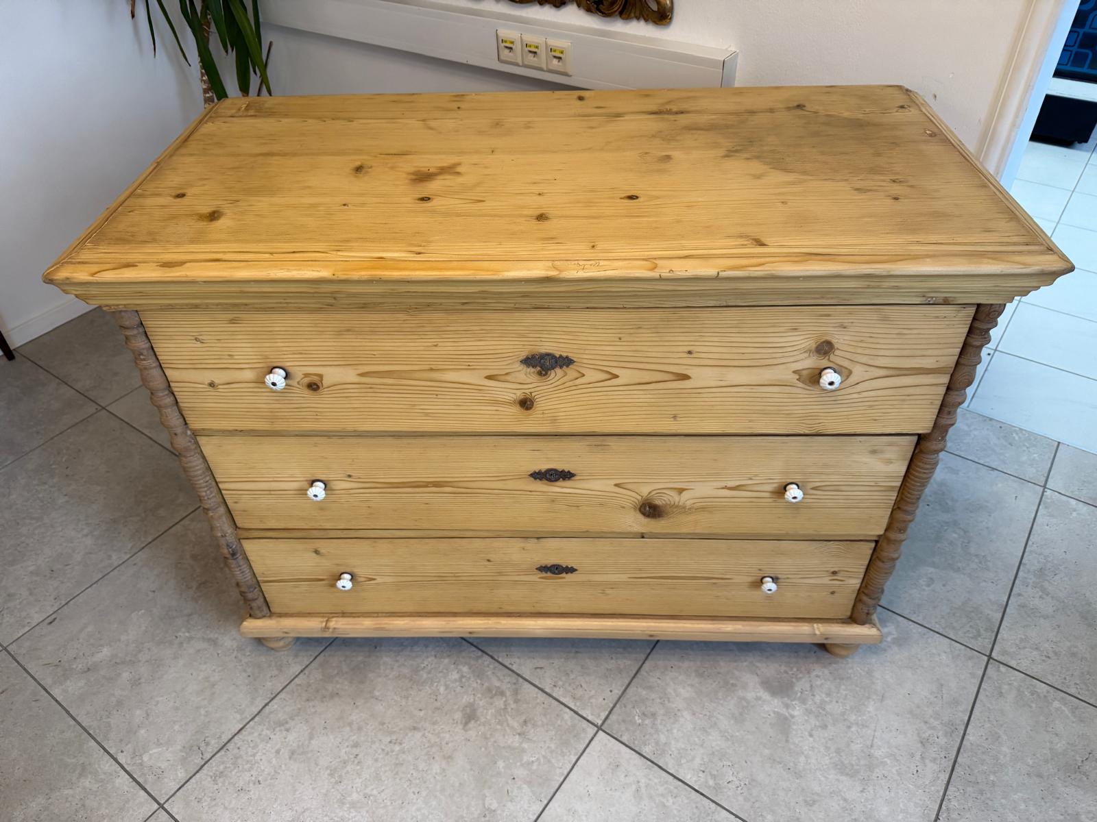 Originale Gründerzeit Kommode Restauriert Fichtenholz Antik D1081
