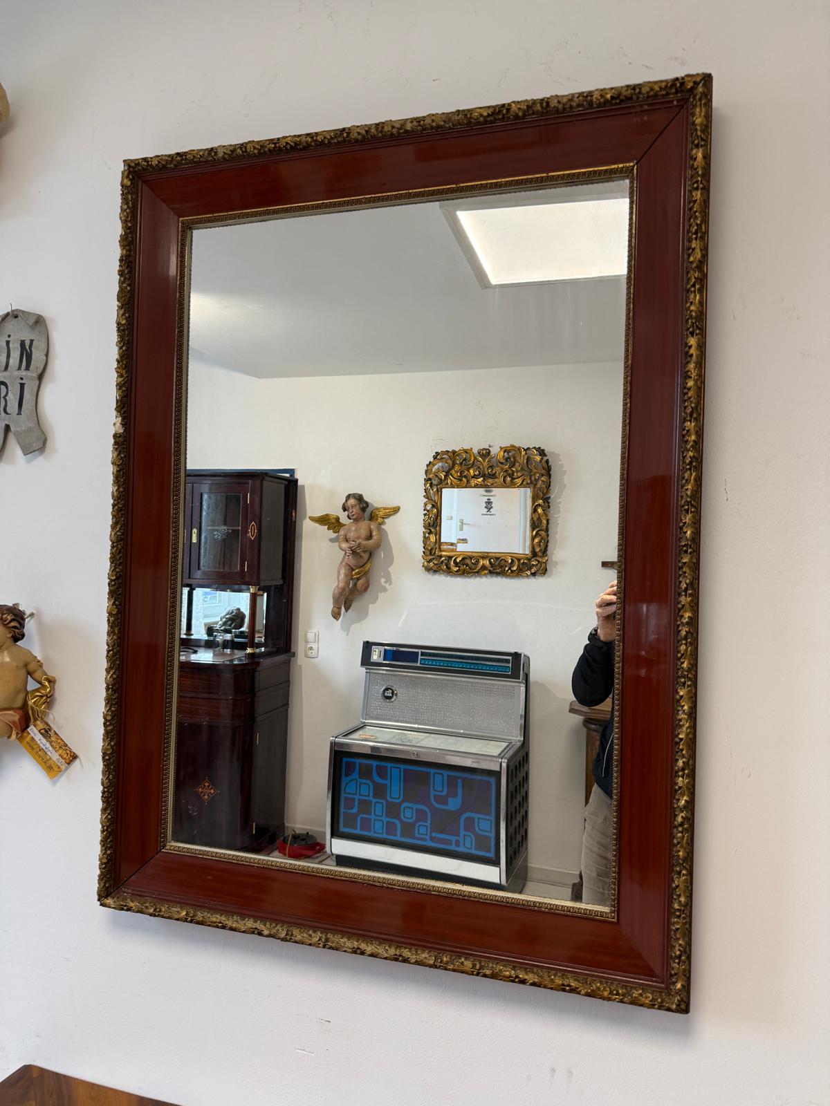 Biedermeier Spiegel Wandspiegel Original Nussholz Furniert Antiquität D2503