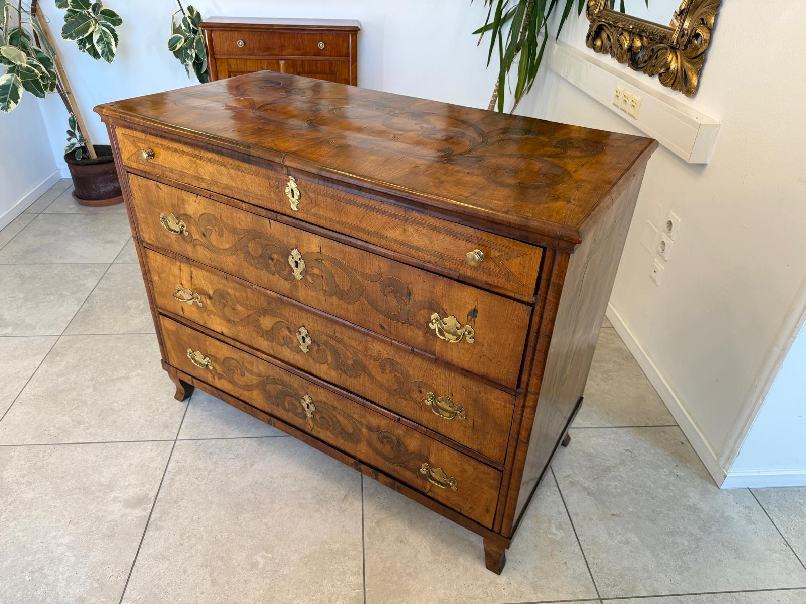 Biedermeier Kommode 3 Ladenkommode Nussholz Authentische Antiquität D1211