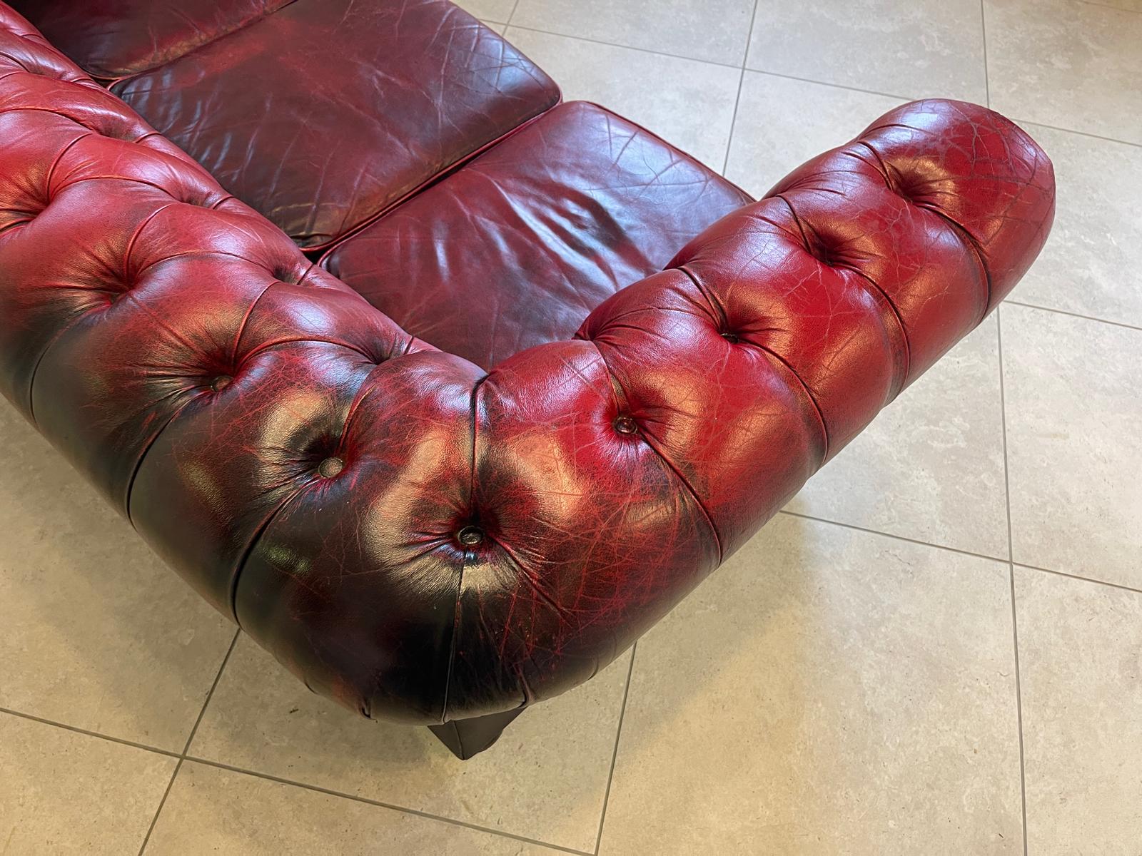 Chesterfield 3er Clubsofa Diwan Couch Oxblood G1052