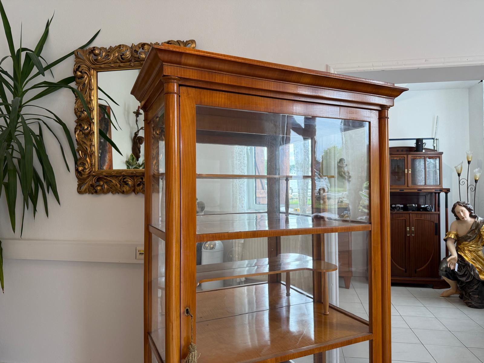 Originale Biedermeier Vitrine Bücherschrank Glasschrank Kirschholz G1885