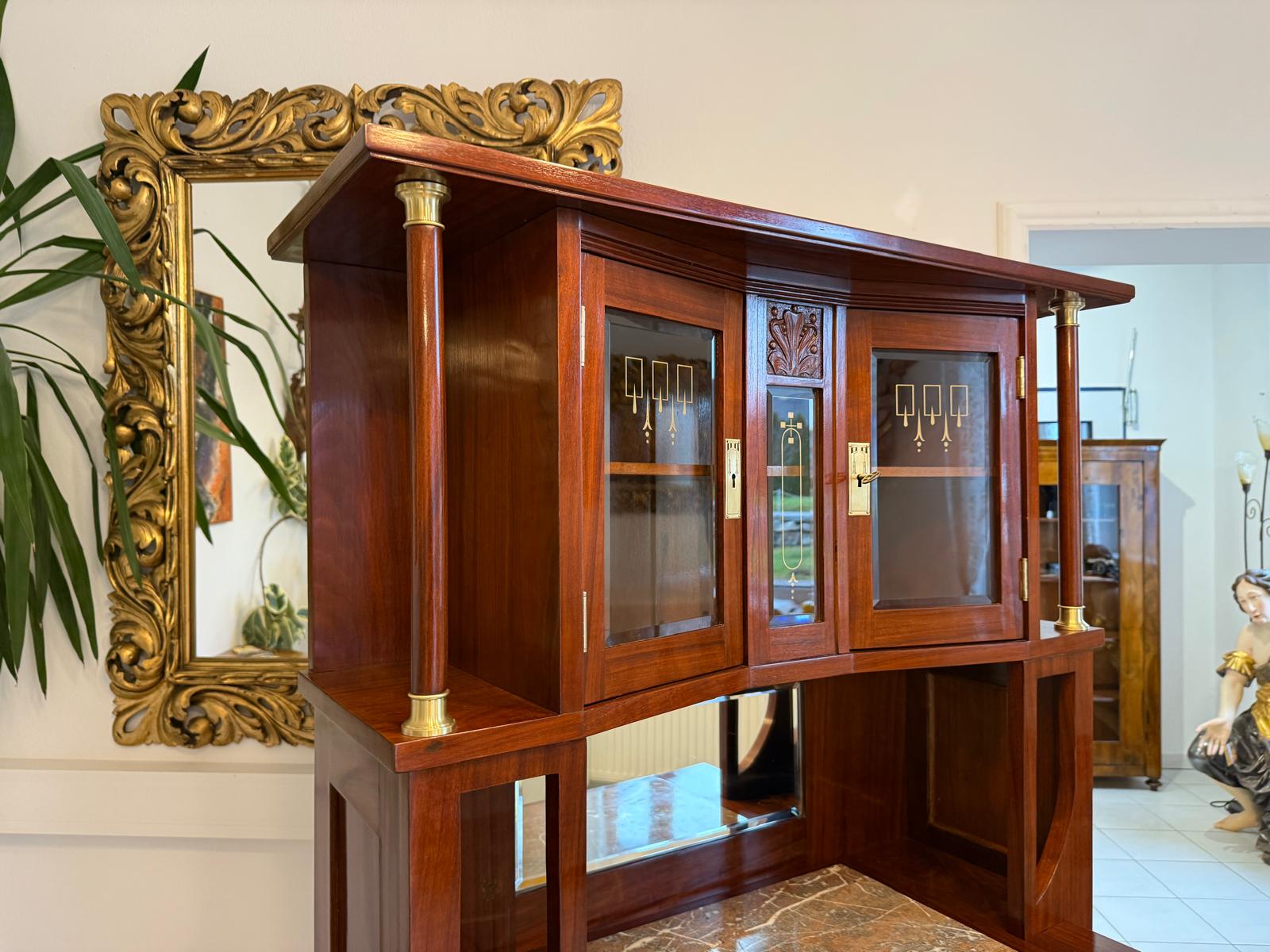 Restauriertes Jugendstil Aufsatzbuffet Bücherschrank G2243