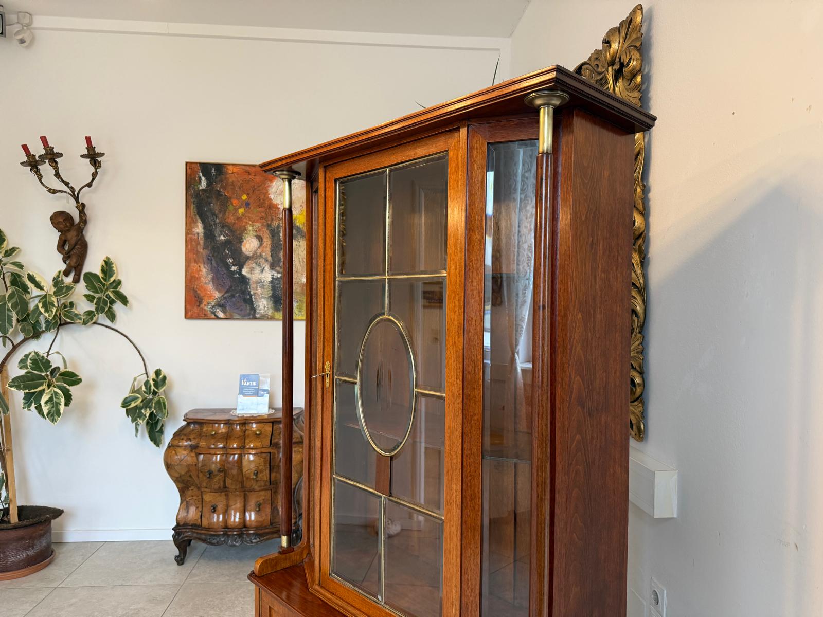 SALE Originale Jugendstil Säulenschrank Bücherschrank Vitrine Antiquität  D1151