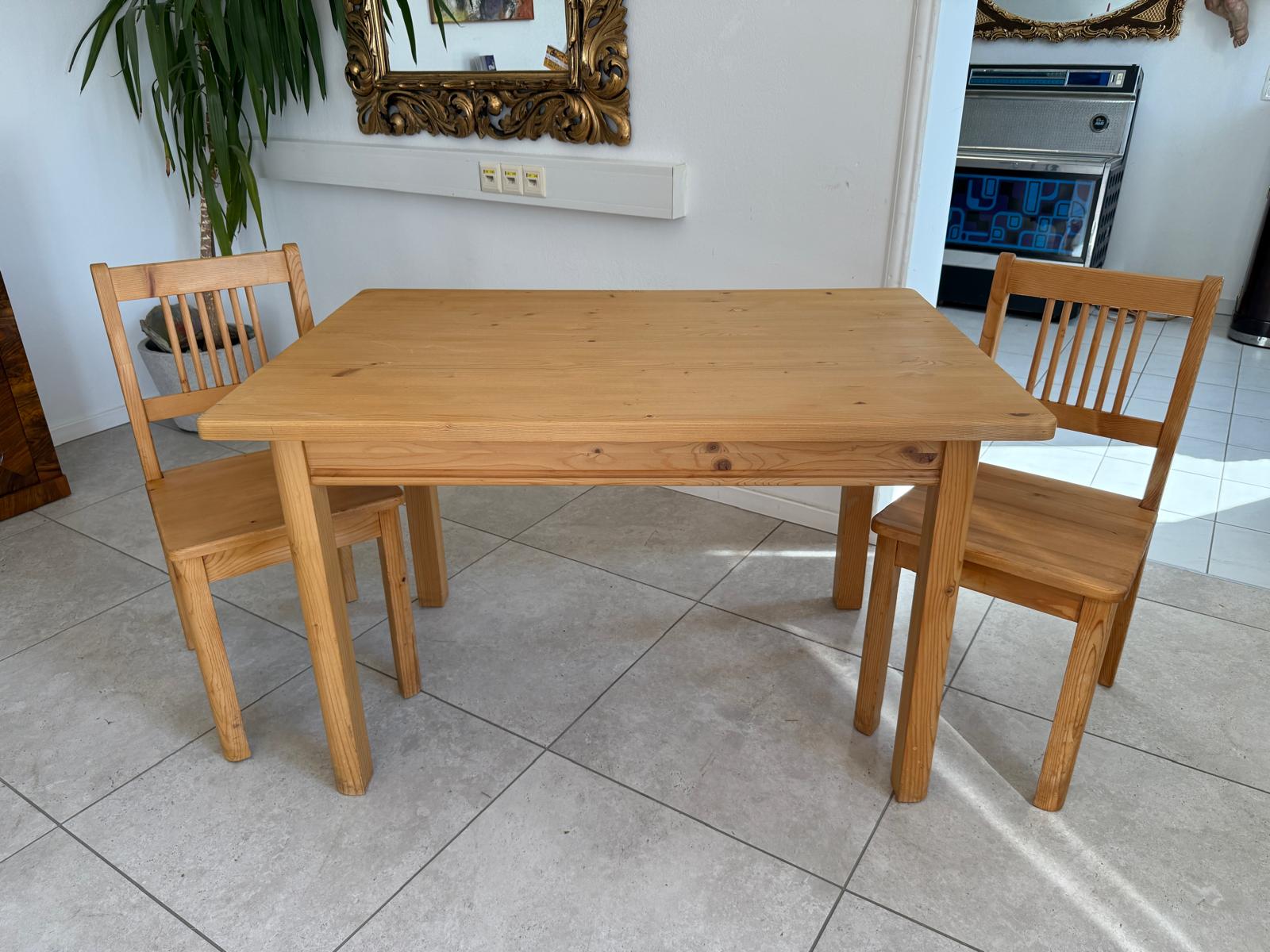 Bauernstube Tisch 2 Sessel Fichtenholz  D2495