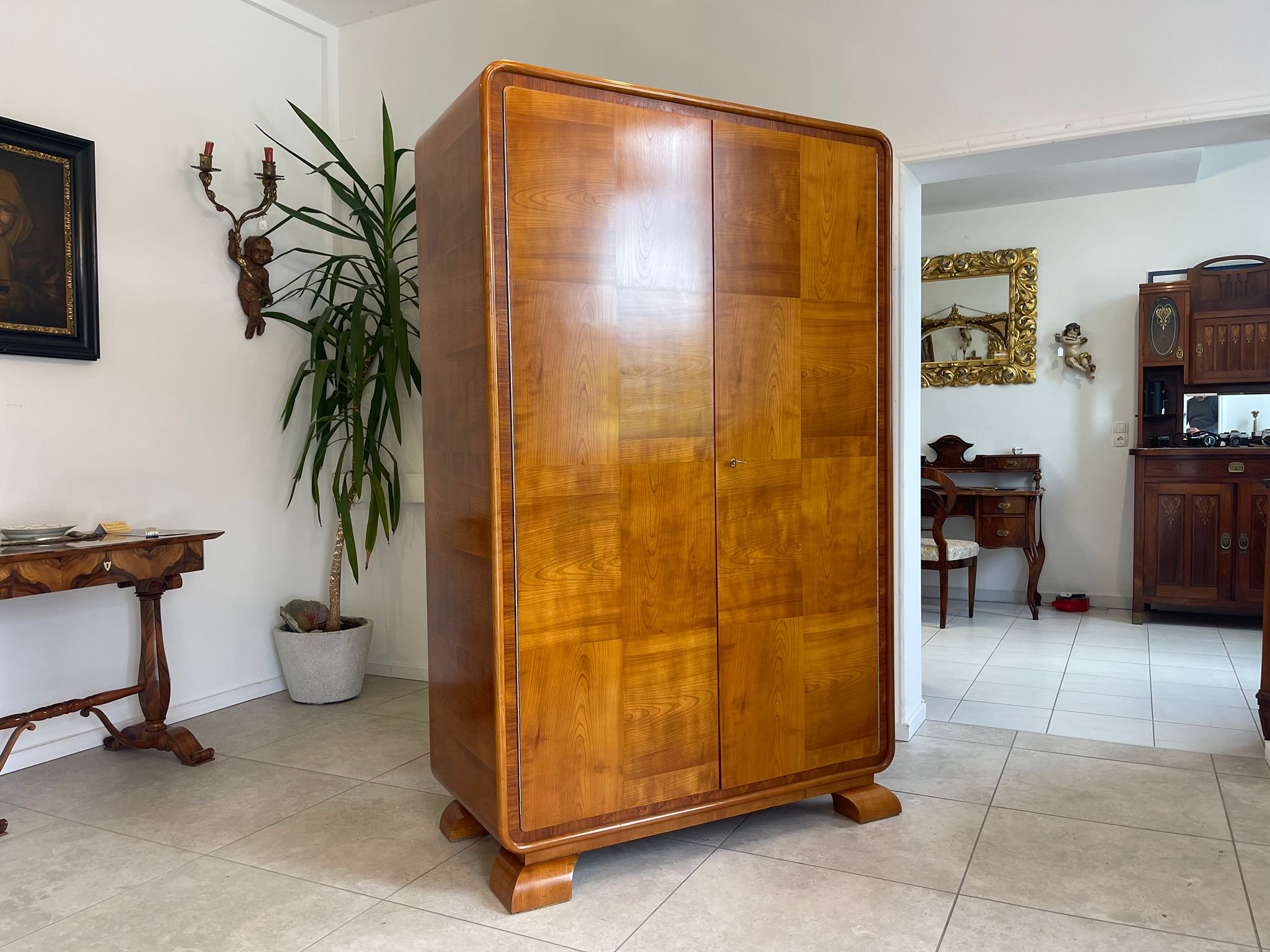 Restaurierte Art Deco Vitrine Glasschrank Bücherschrank Antiquität Antik Möbel G1628