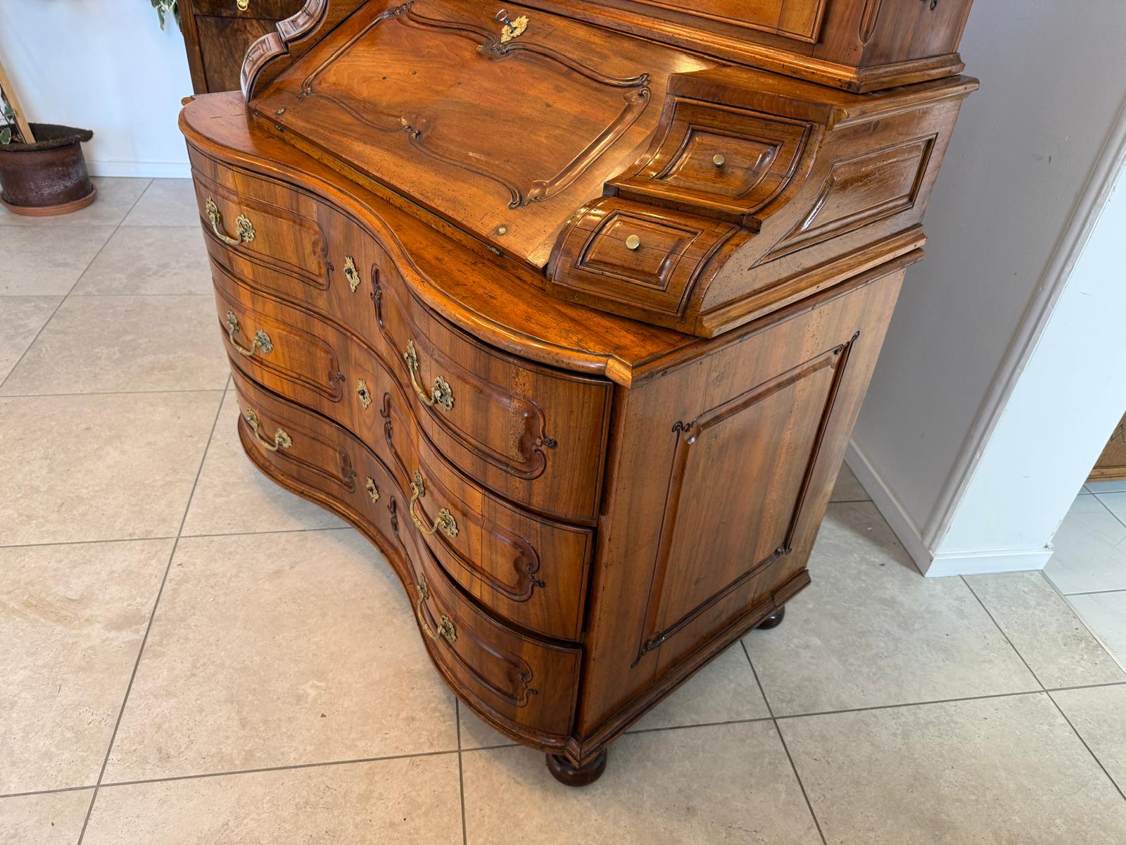 SALE Originale Aufsatzvitrine Aufsatzkommode Vitrine Antiquität Nussholz  D1146