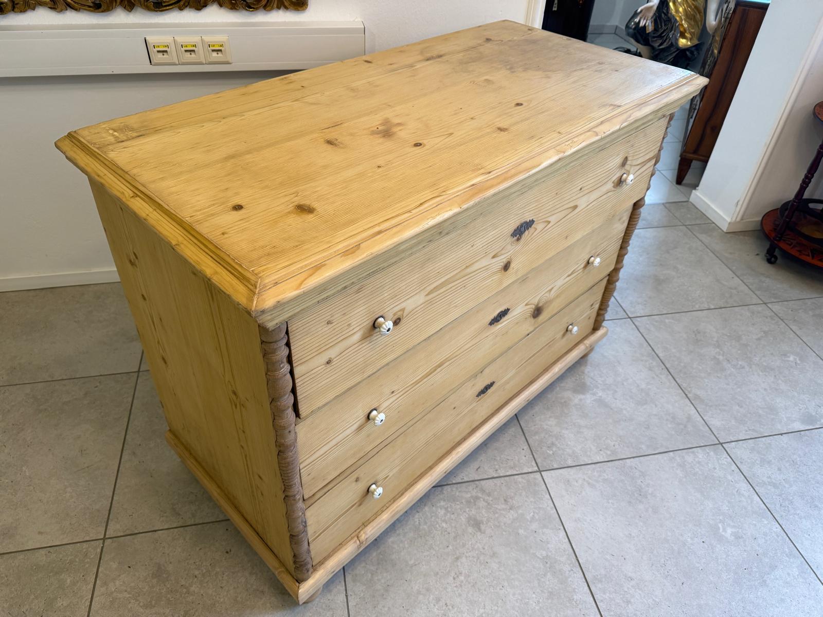 Originale Gründerzeit Kommode Restauriert Fichtenholz Antik D1081