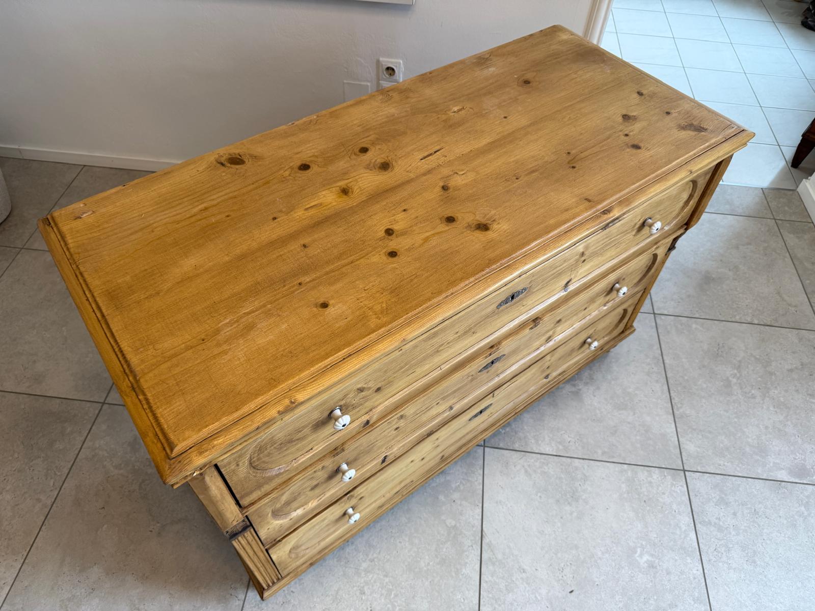 Originale Biedermeier Kommode Antik 3 Laden aus Fichtenholz Weichholz G2134