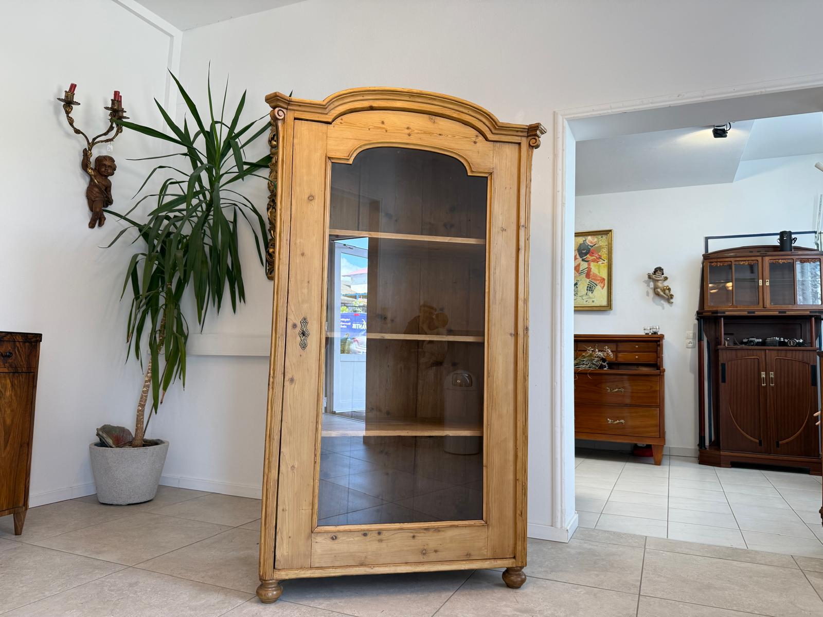 Bäuerliche Vitrine Bauernvitrine Bauernschrank Naturholz Bücherschrank G2011