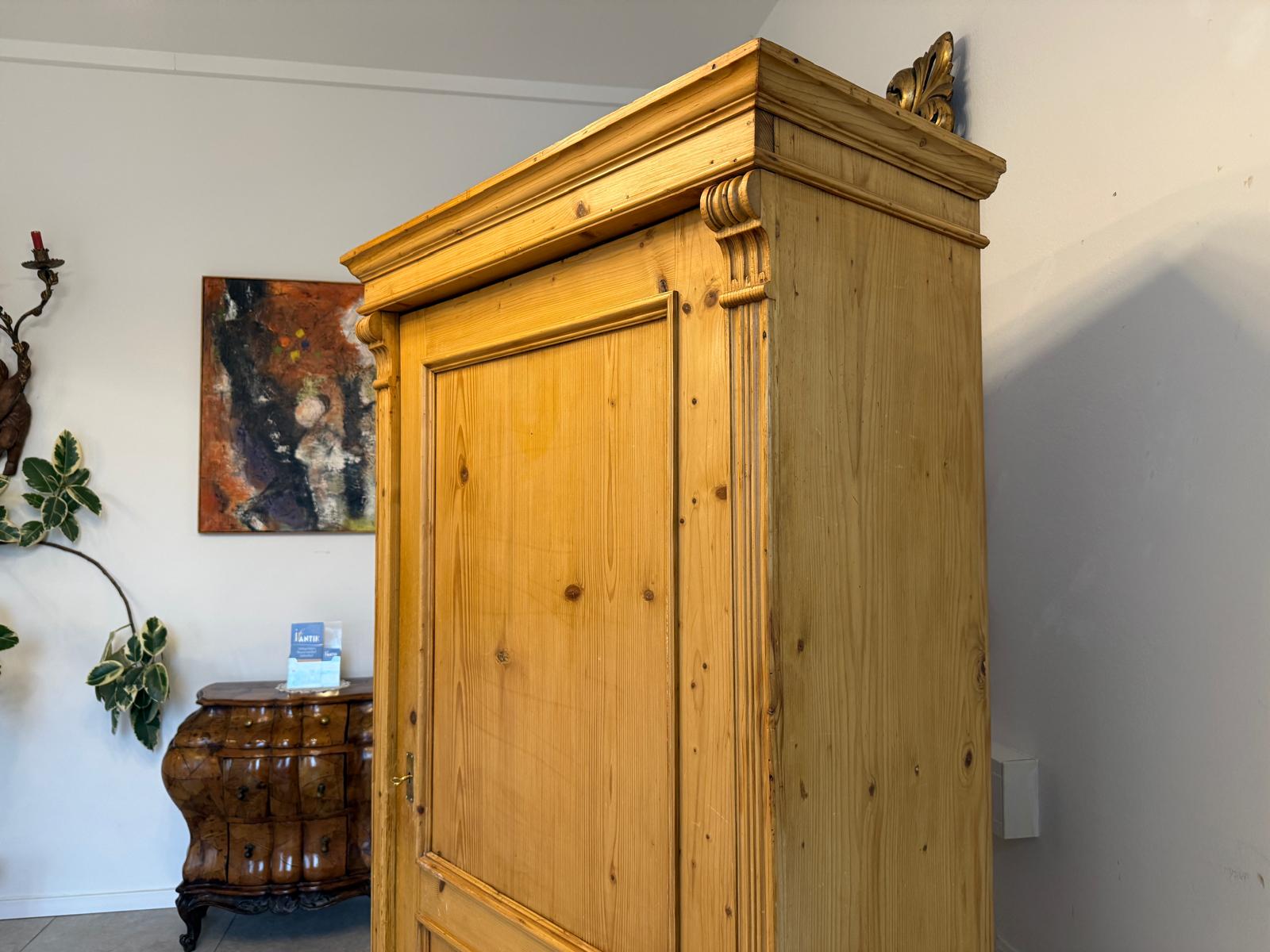 Originaler 1 türiger Bauernschrank Gründerzeit Naturholzschrank Bauernstube Weichholz D1159