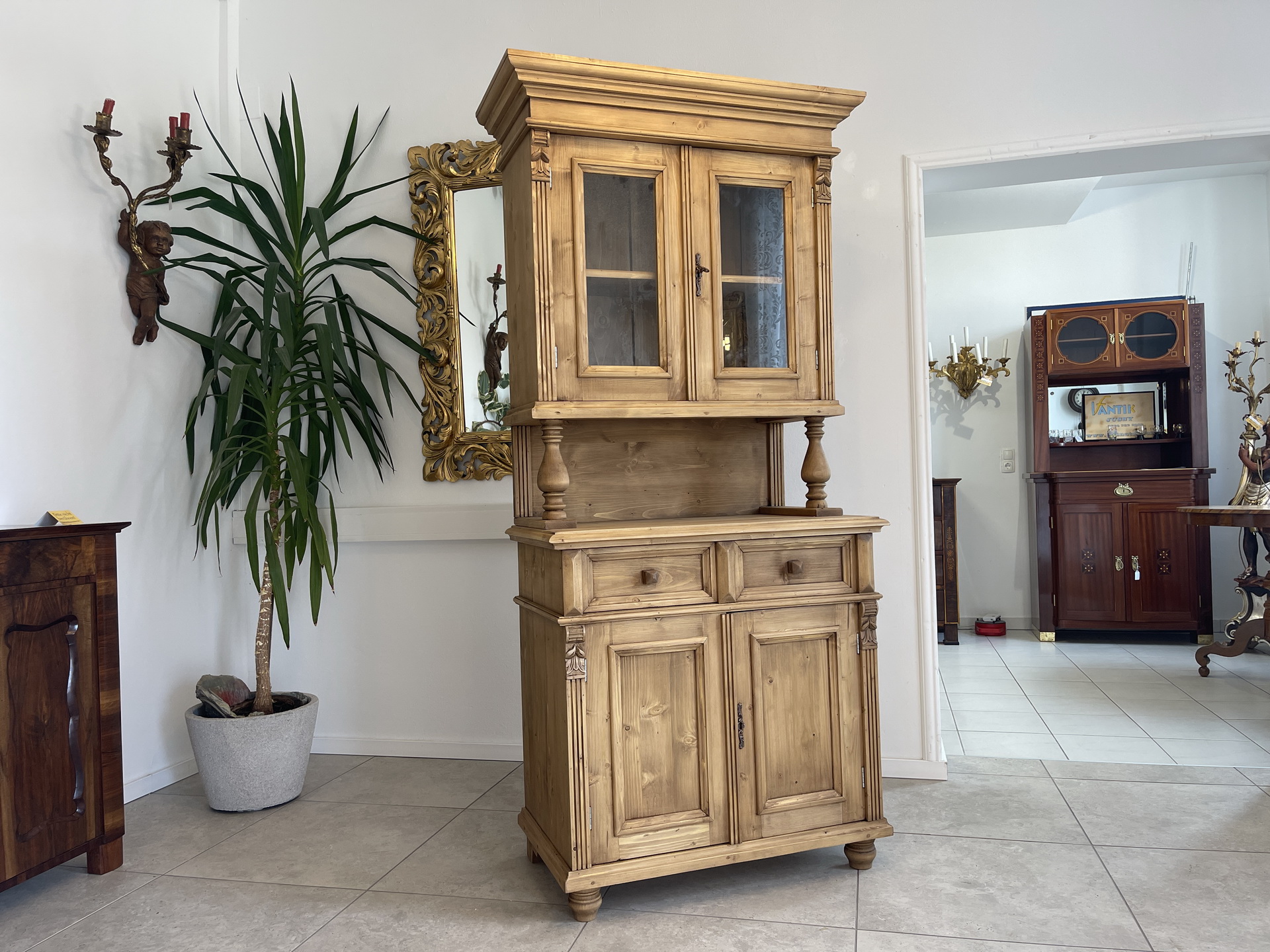 Biedermeier-Barock-20VxweKxorOQHwF Schmale Gründerzeit Küchenkredenz Bauernschrank G1633