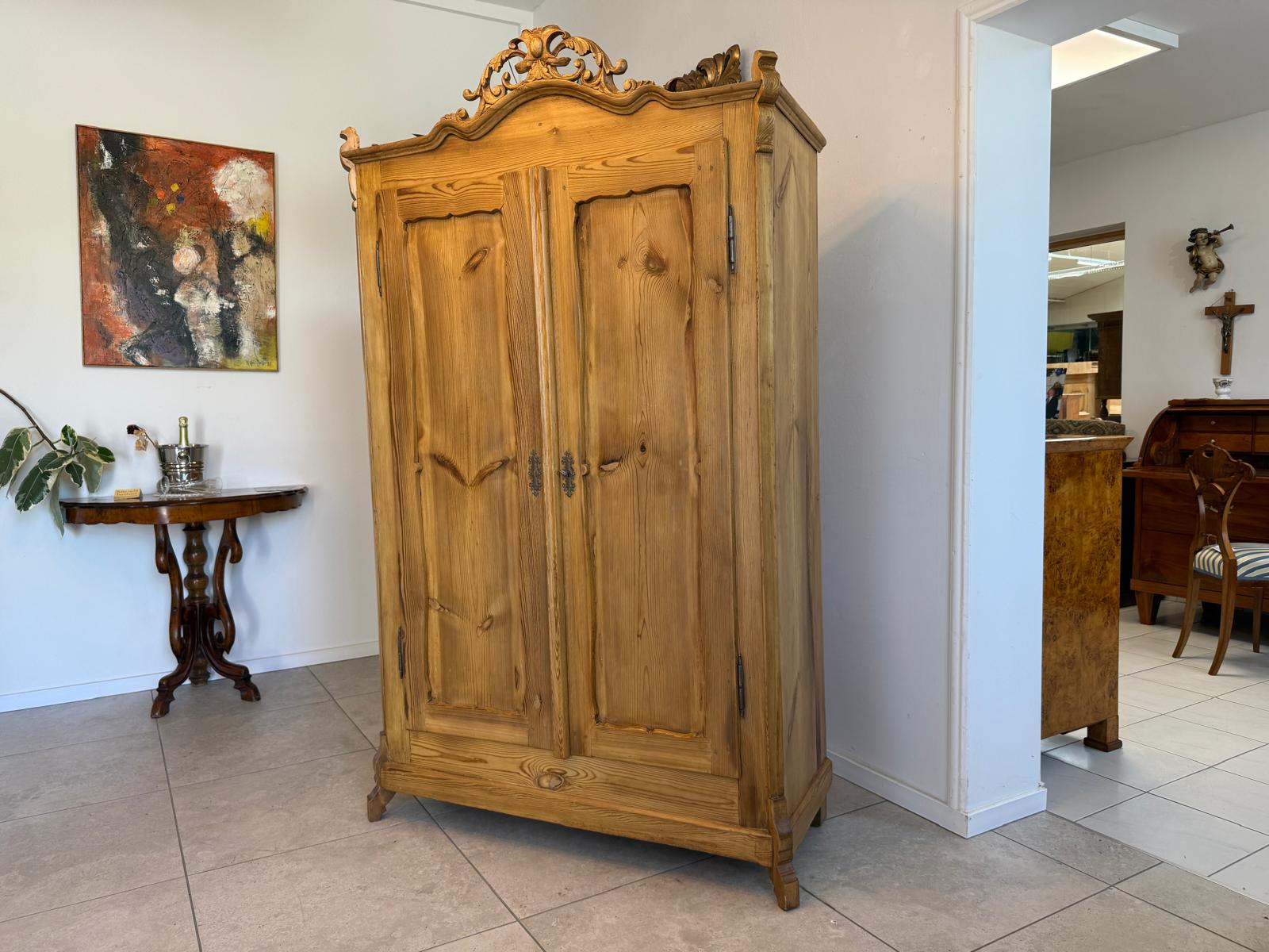Bauernschrank Kleiderschrank Naturholz Landhausschrank Antik Weichholz G1791