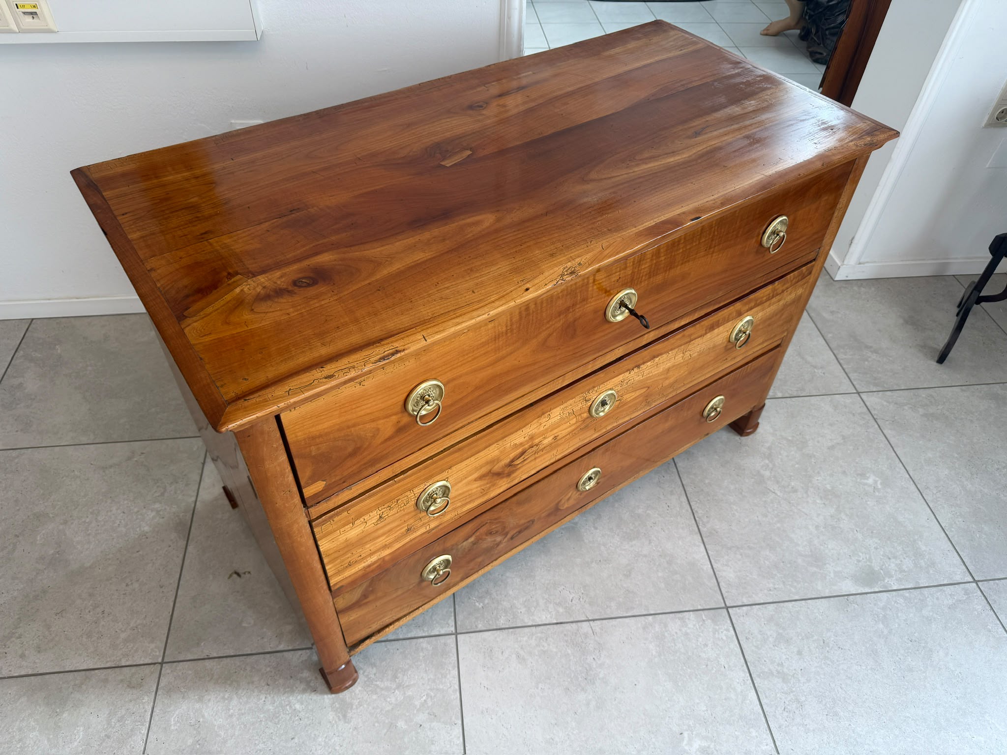 Alt Restaurierte Biedermeier Kommode Kirschholz Antiquität D2787