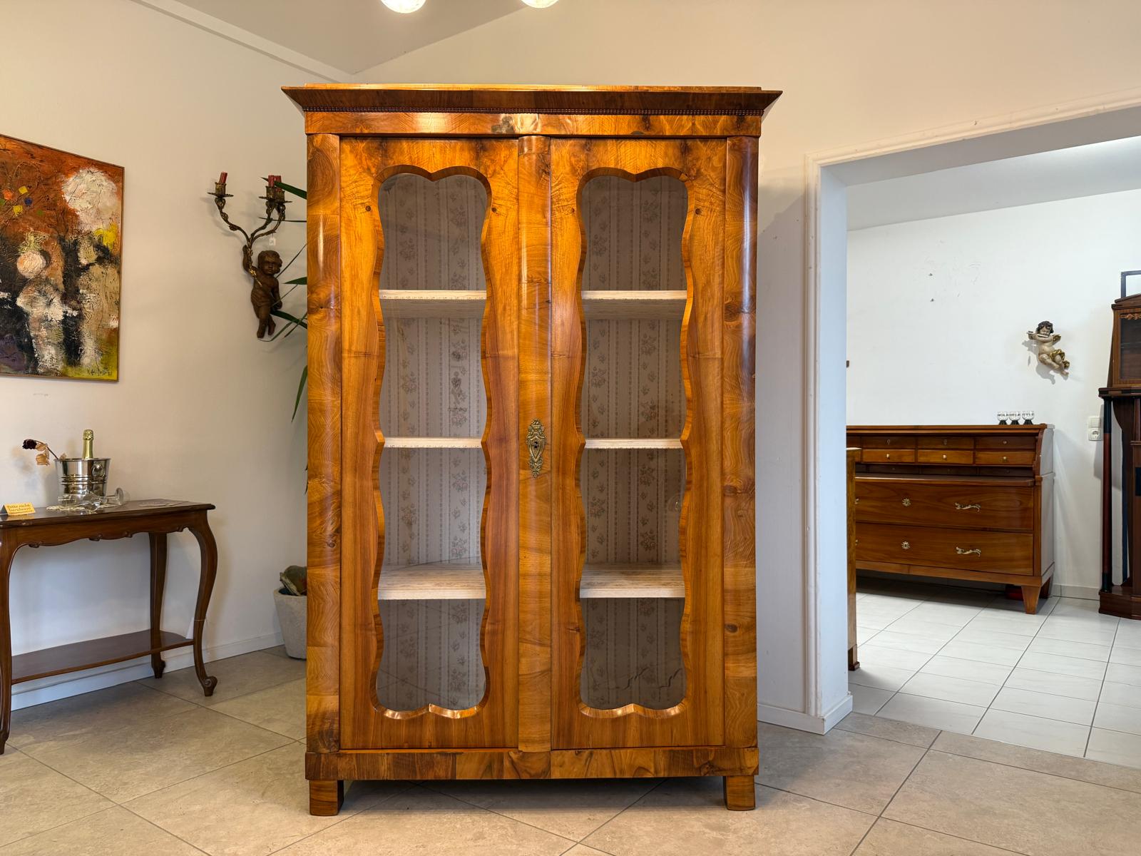 Antiquität Biedermeier Vitrine Bücherschrank Glasschrank Vitrine Antiquität G1807