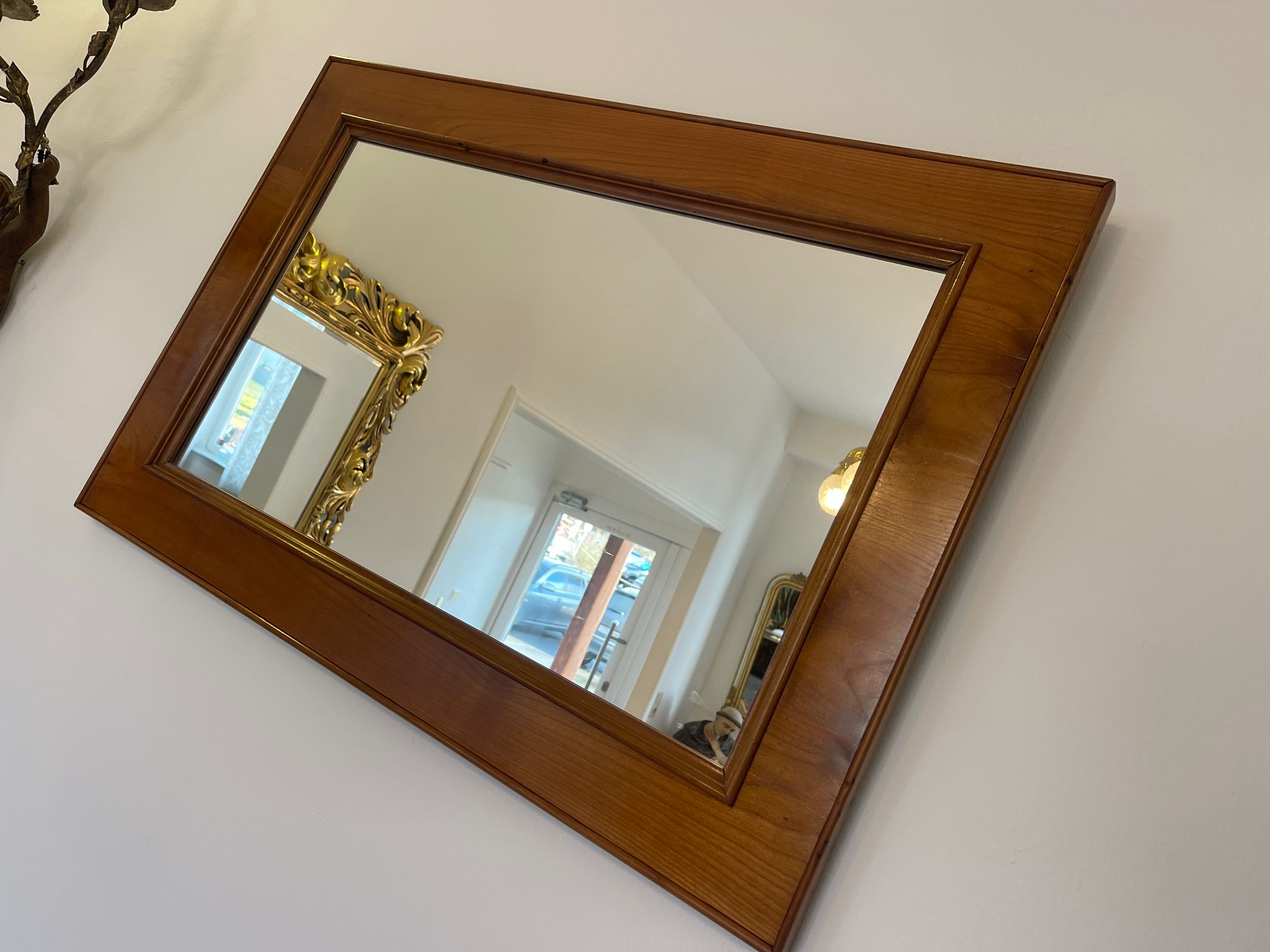 Biedermeier Spiegel Wandspiegel Original Kirschholz Furniert E1012