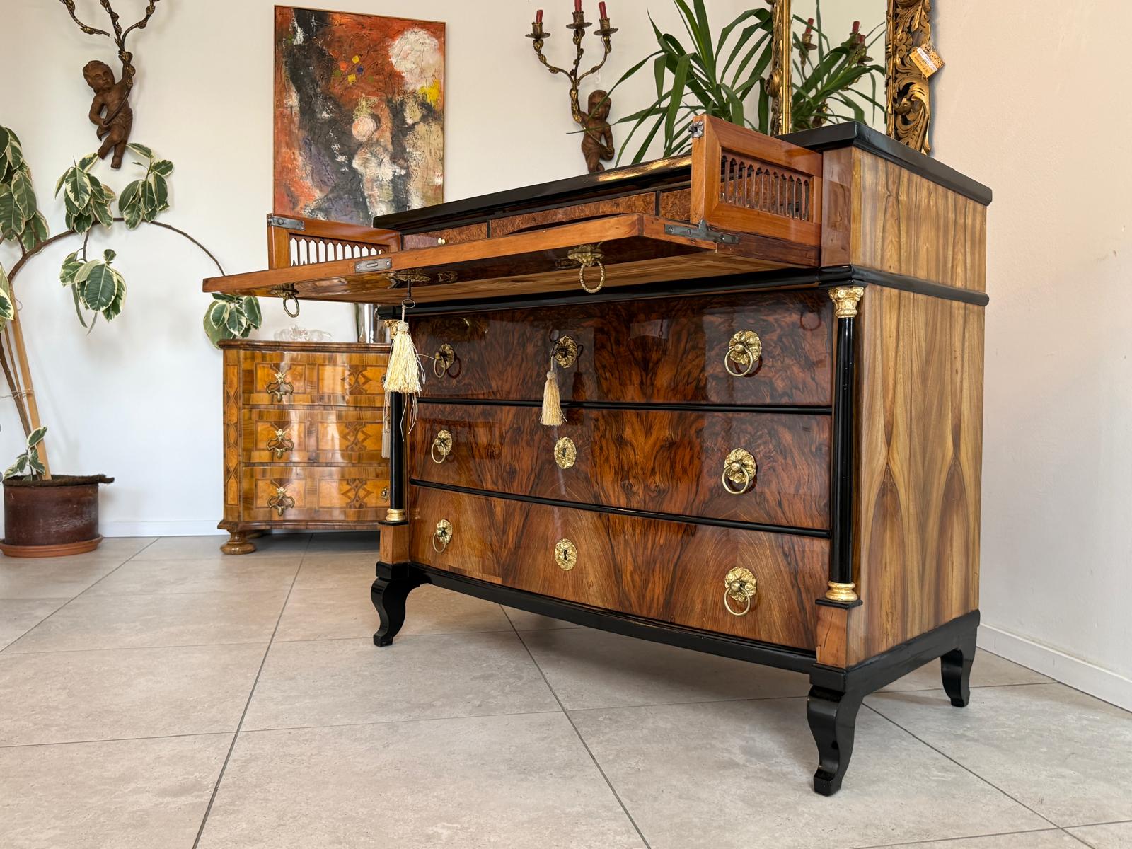 SALE Restaurierte Empire Schreibkommode Nussholz Antiquität Antikmöbel D2680
