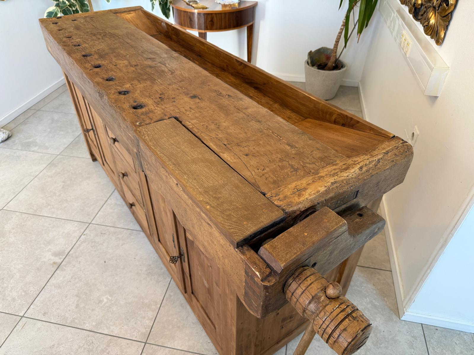 Urige Hobelbank Werkbank Pult Tresen Ladenschrank G2183