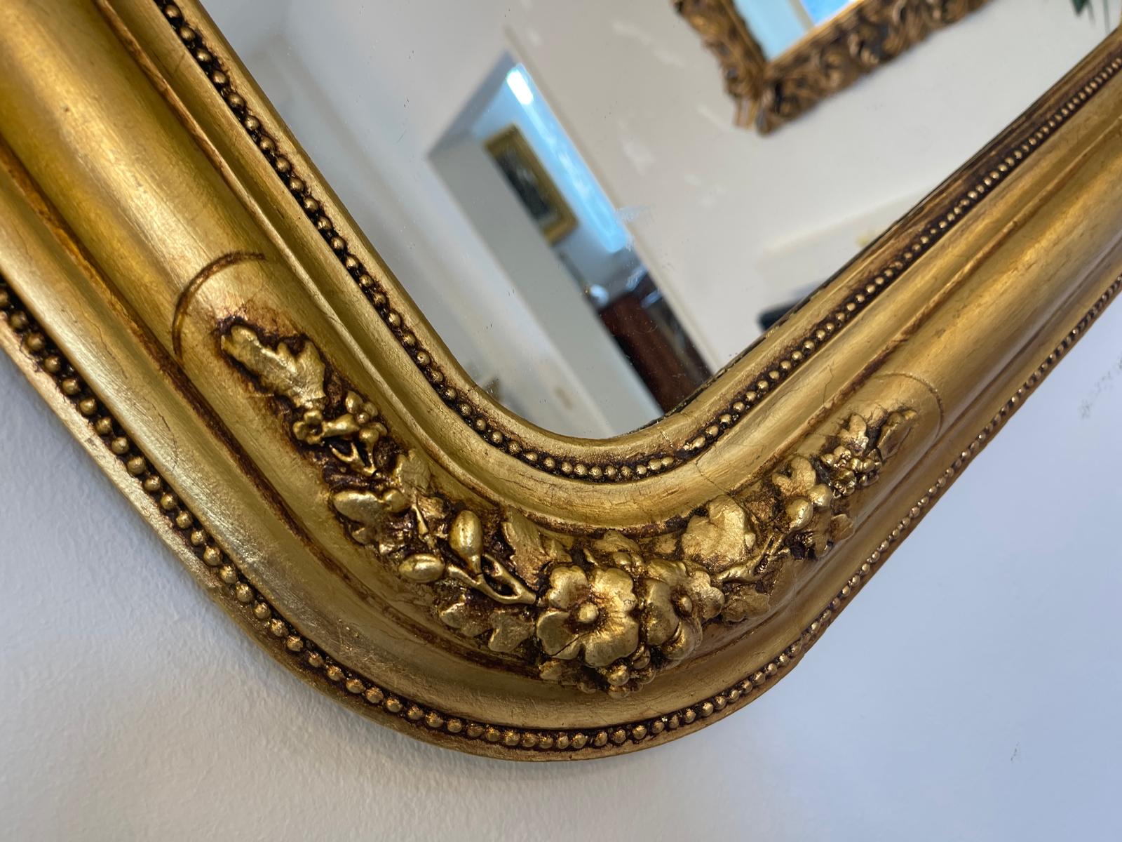 Originaler vergoldeter Biedermeier Spiegel Holzspiegel Rosenspiegel E1010