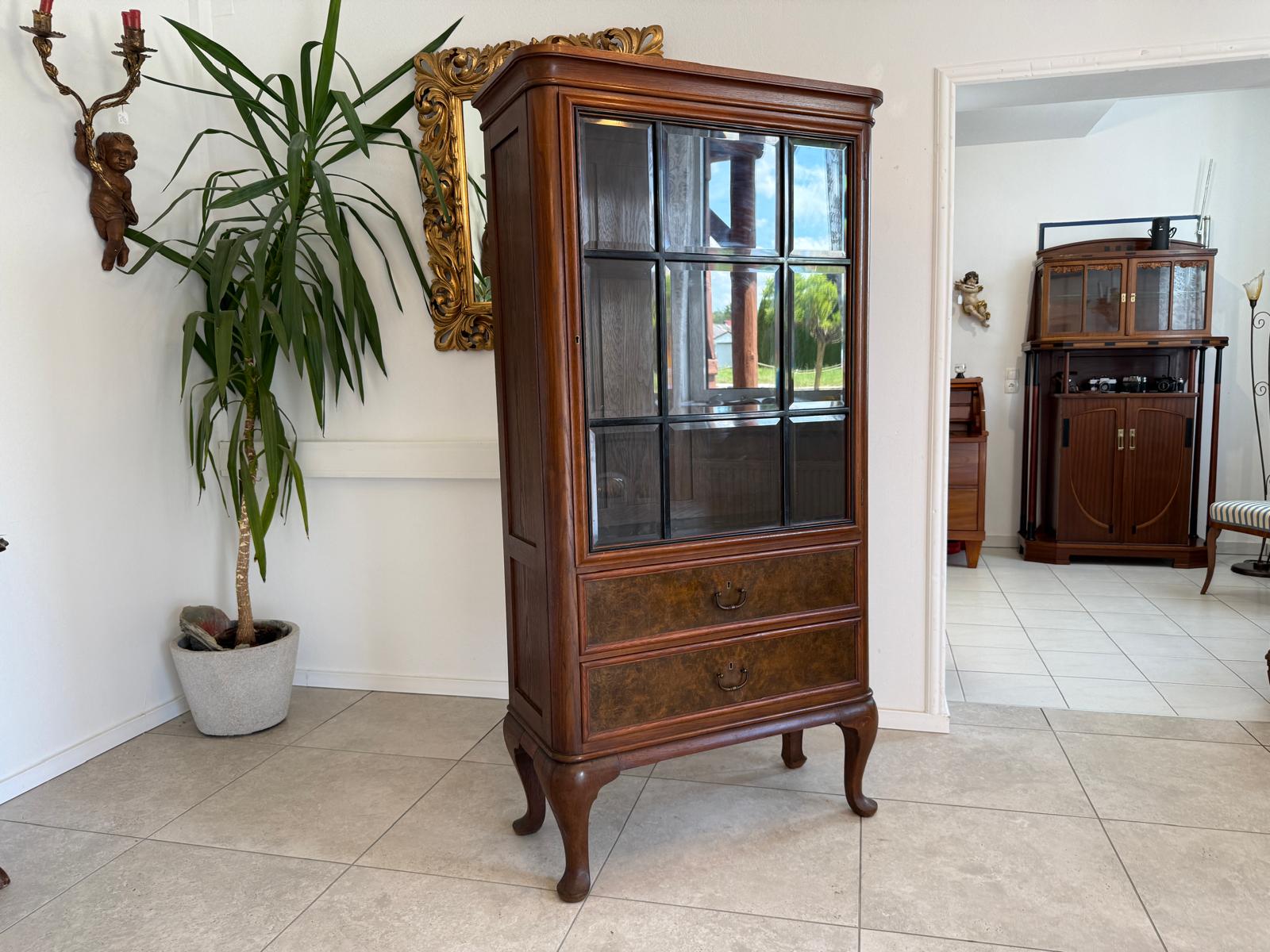 Originale Art Deco Vitrine Glasschrank Sammlervitrine G1770