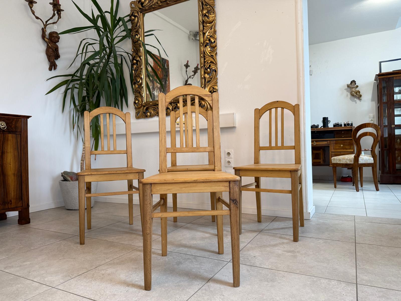 4 Originale Jugendstil ichtenholz Bauernsessel Sessel Fichtenholz G2121