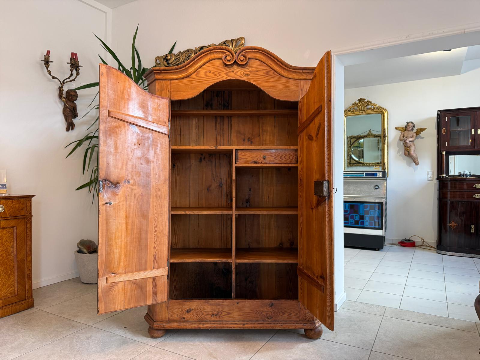 Originaler Bauernschrank Barockschrank Jagdschrank Weichholz Kasten Antik D1203