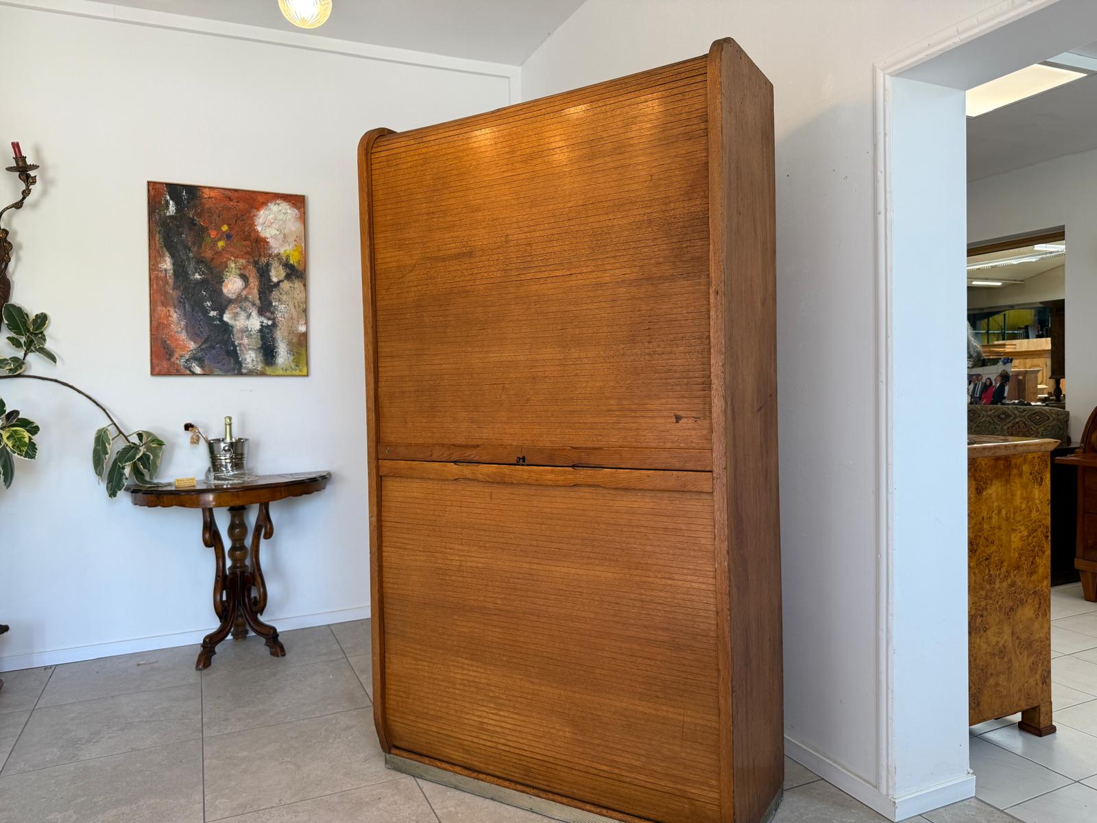 Jugendstil Rolladenschrank Antik Braun Büroschrank G1764