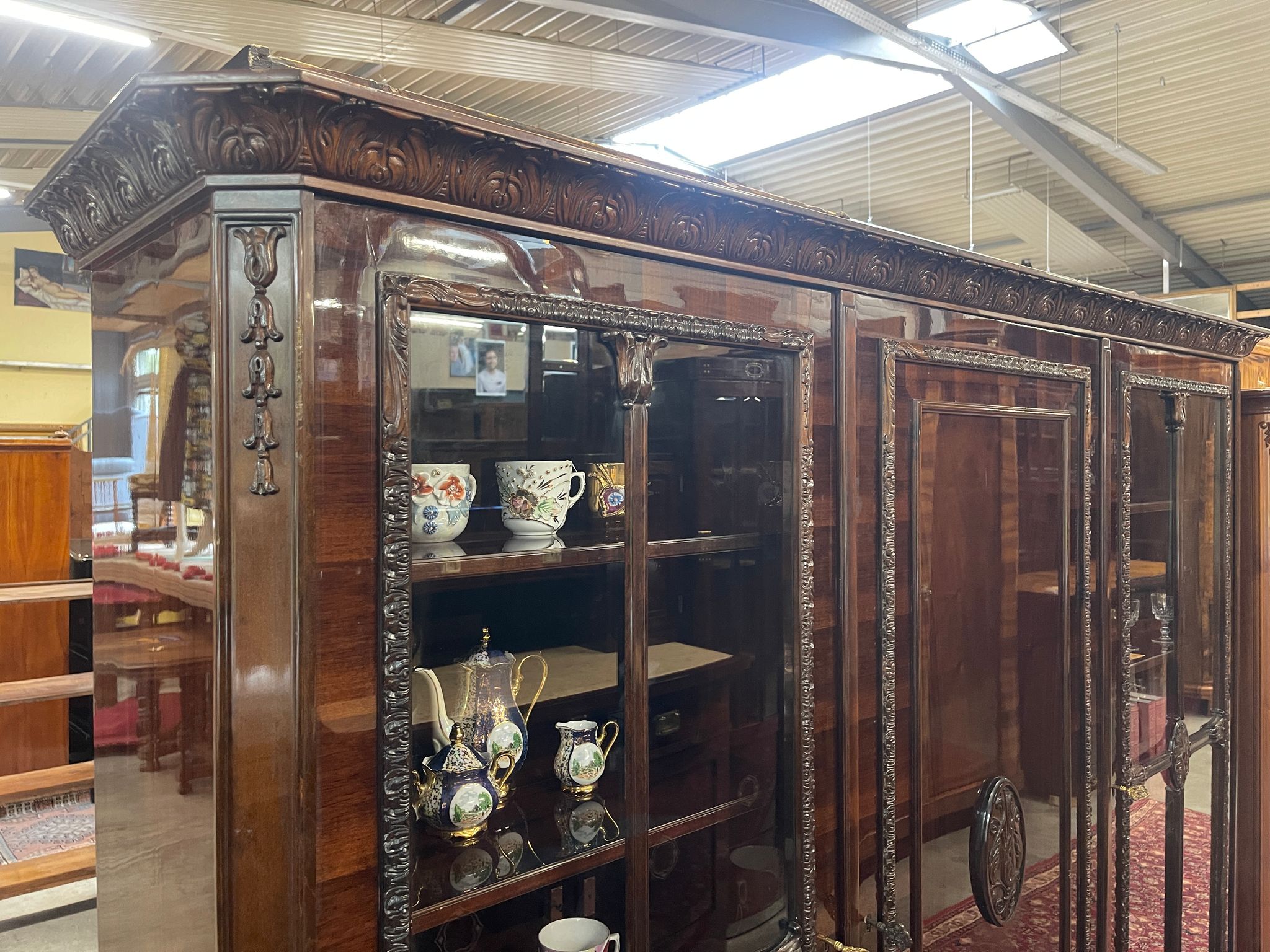 Bücherschrank Barock Barockstil Vitrine Glasschrank Wohnzimmerschrank A5150
