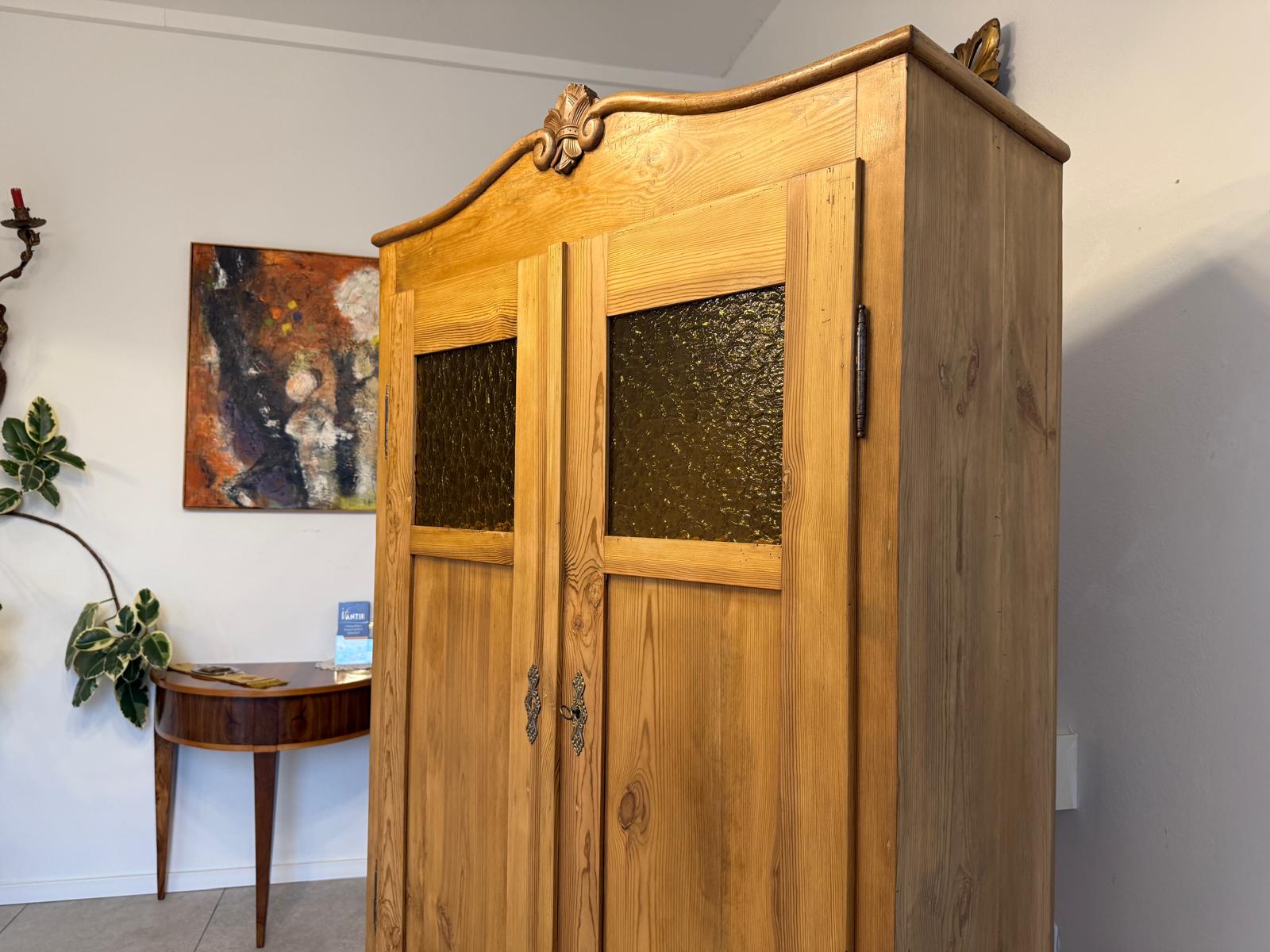 Originaler Bauernvitrinenschrank Biedermeierschrank Vitirnenschrank Bücherschrank G2263