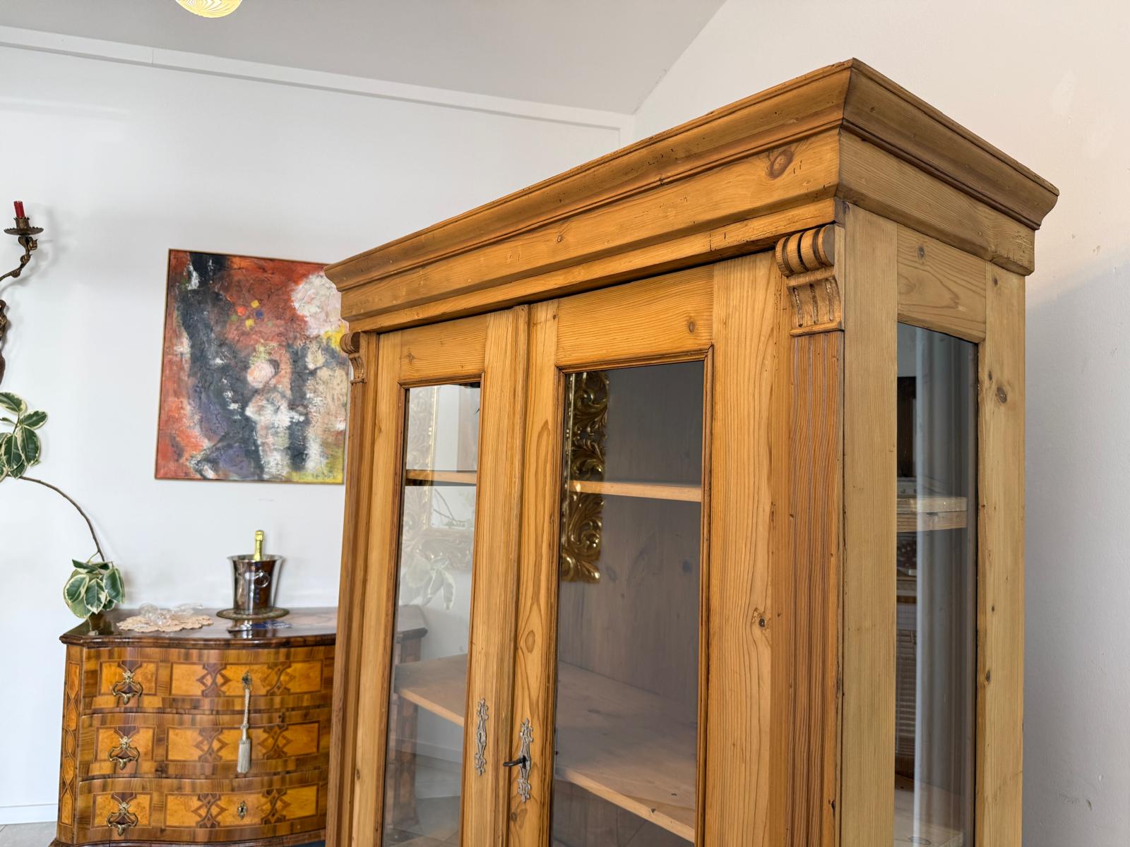 Bäuerliche Vitrine Bauernvitrine Bücherschrank antik Bauernschrank D2647