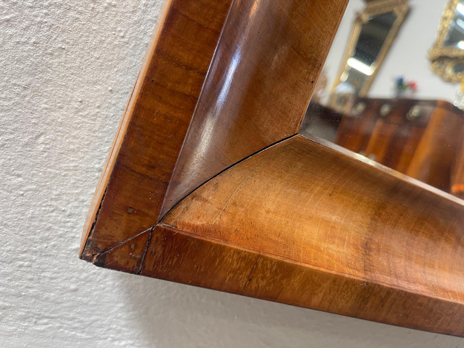 Biedermeier Spiegel Wandspiegel Original Nussholz Furniert Antiquität G1536