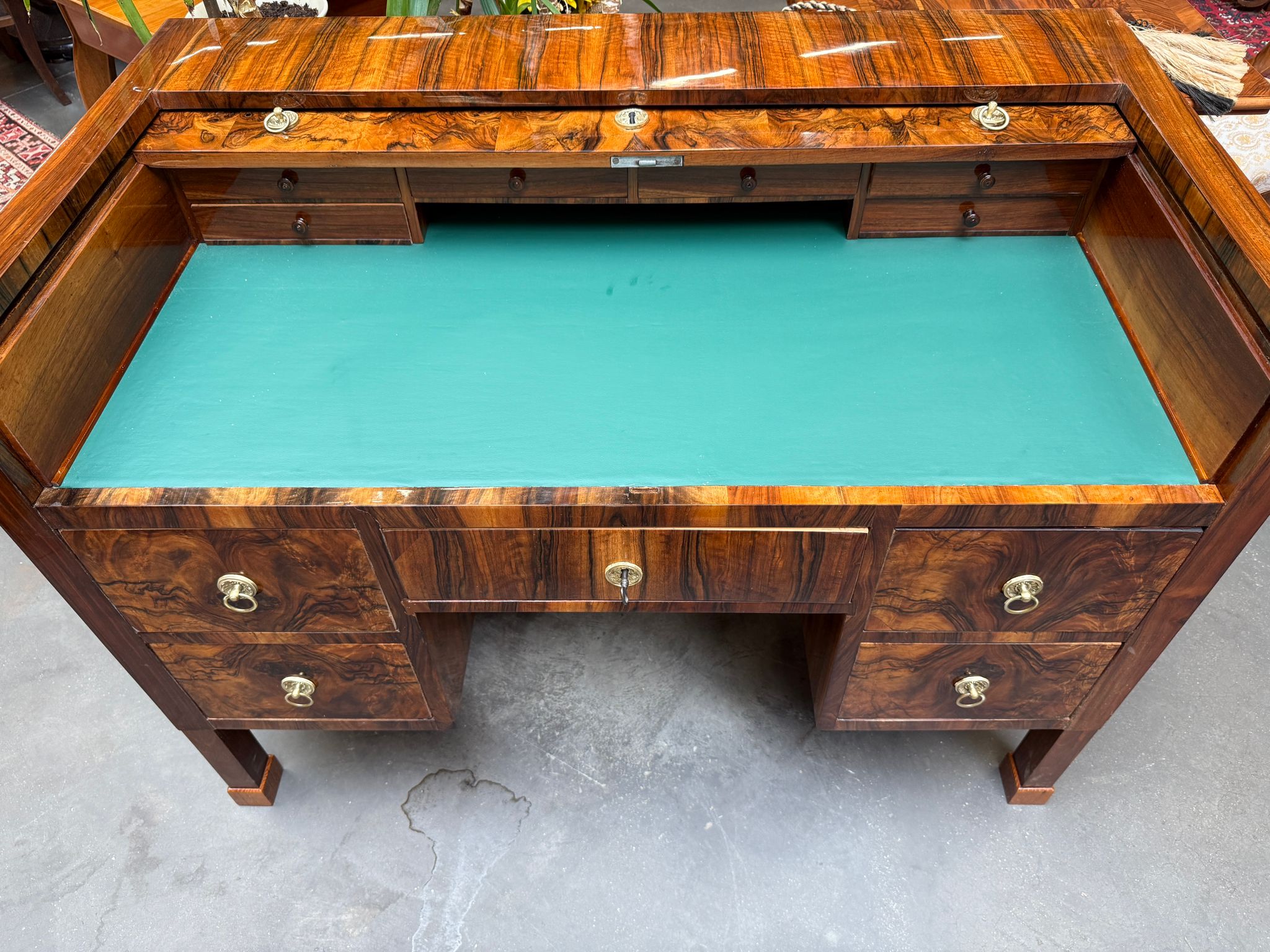 Restaurierte Biedermeier Schreibkommode Sekretär Nussholz Antiquität G2054