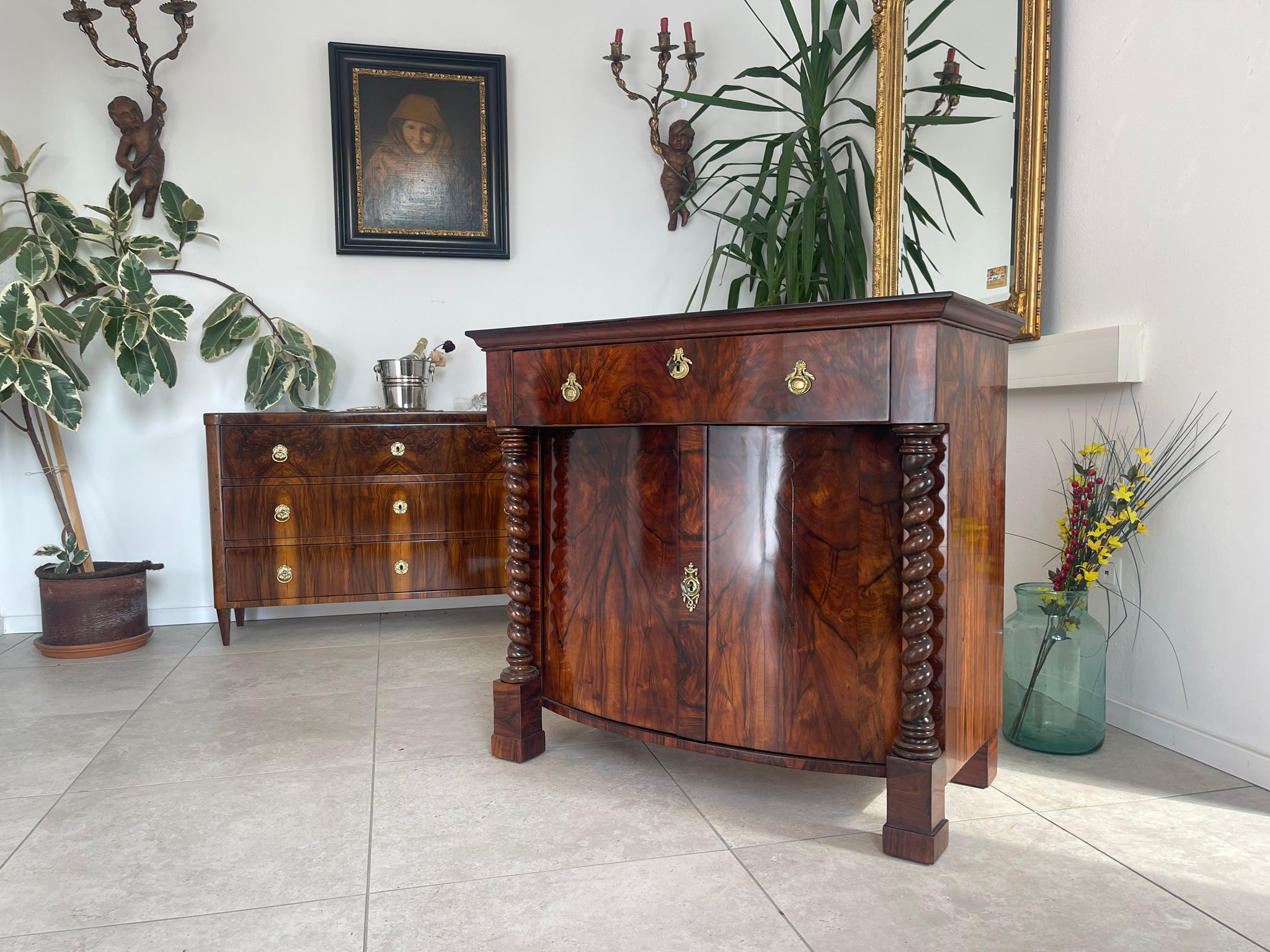 014f7b94-94bf-4931-9b28-2d6898df31b6-1 Restaurierte Biedermeier Anrichte Säulentrumeau Antiquität A4655